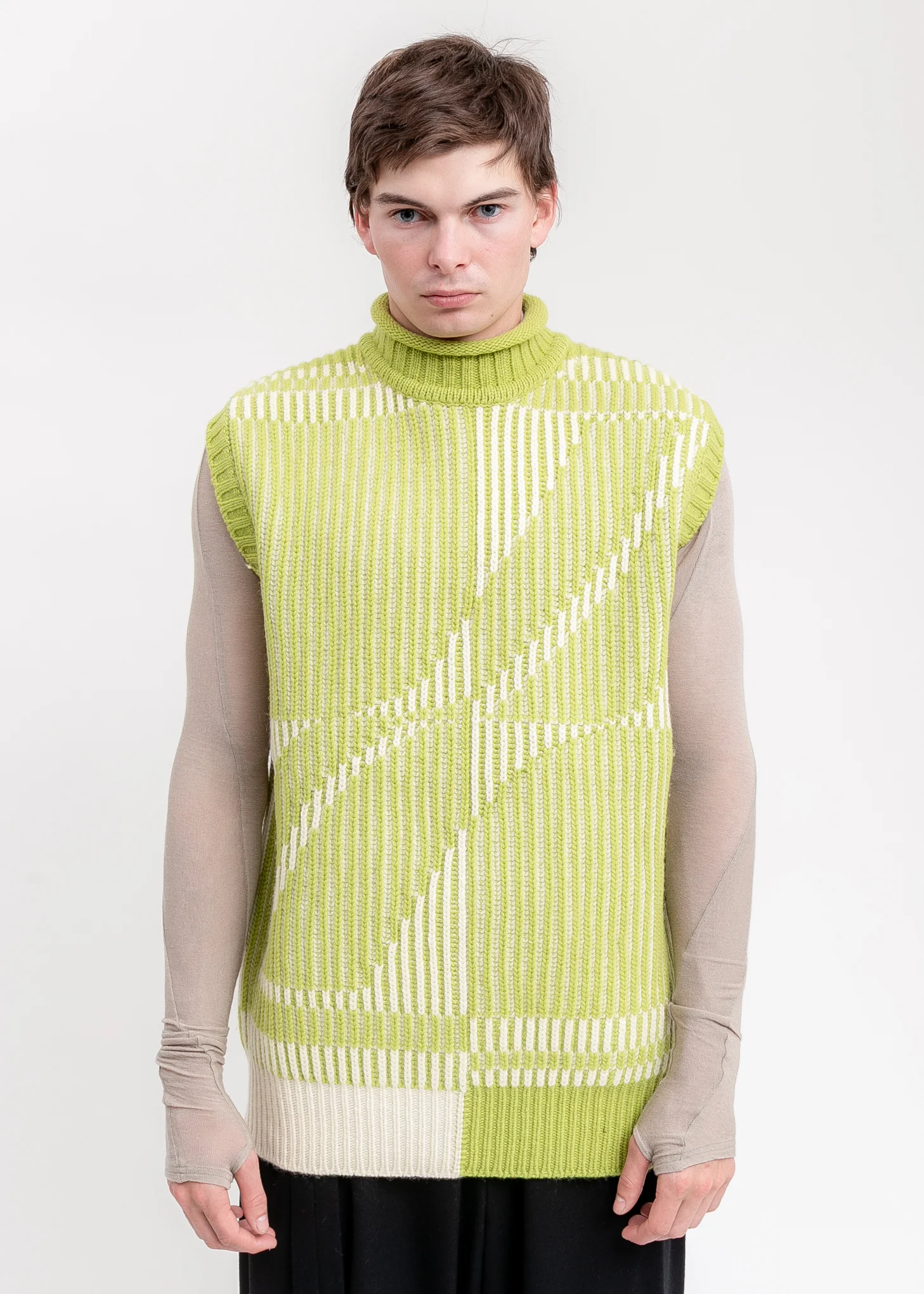 Green Magnified Logo Jacquard Vest