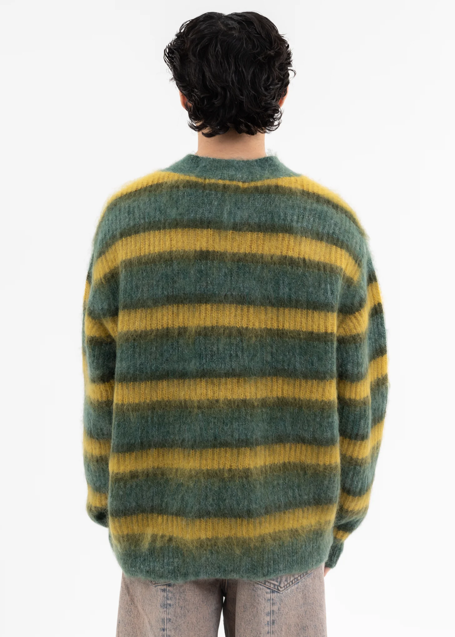 Green MOHAIR BORDER KNIT CARDIGAN - Image 2