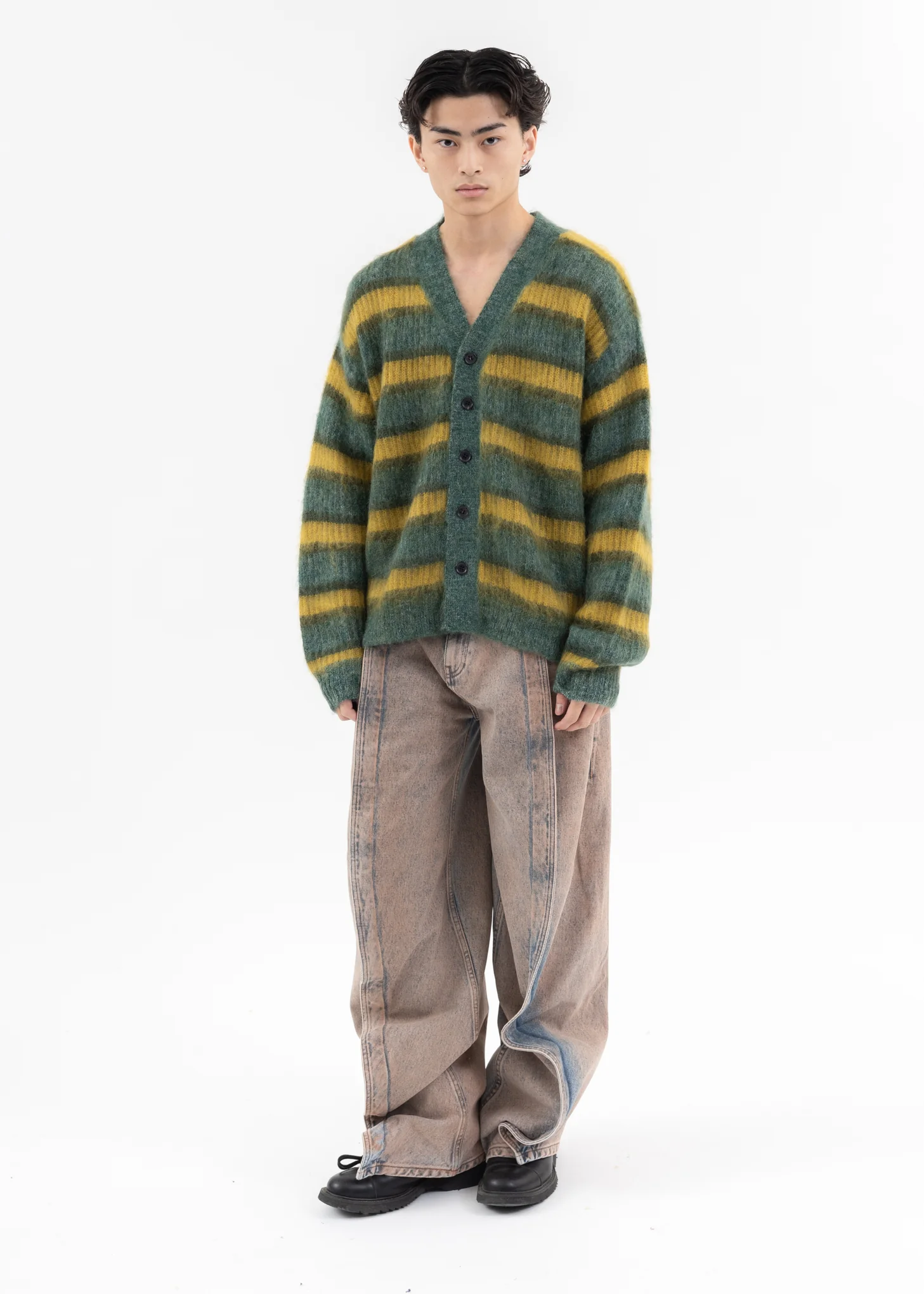 Green MOHAIR BORDER KNIT CARDIGAN - Image 5