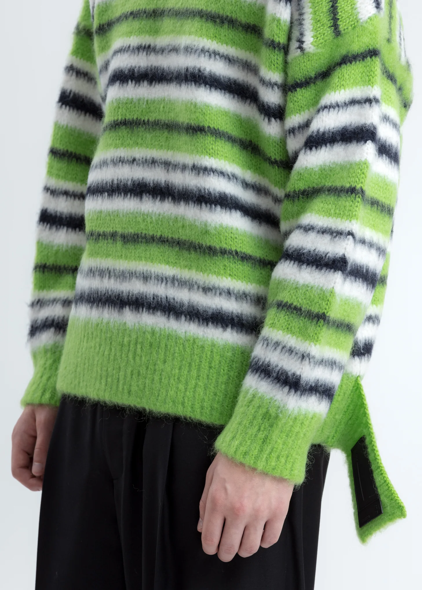 Green Mohair Stripe Knit Sweater - Image 2