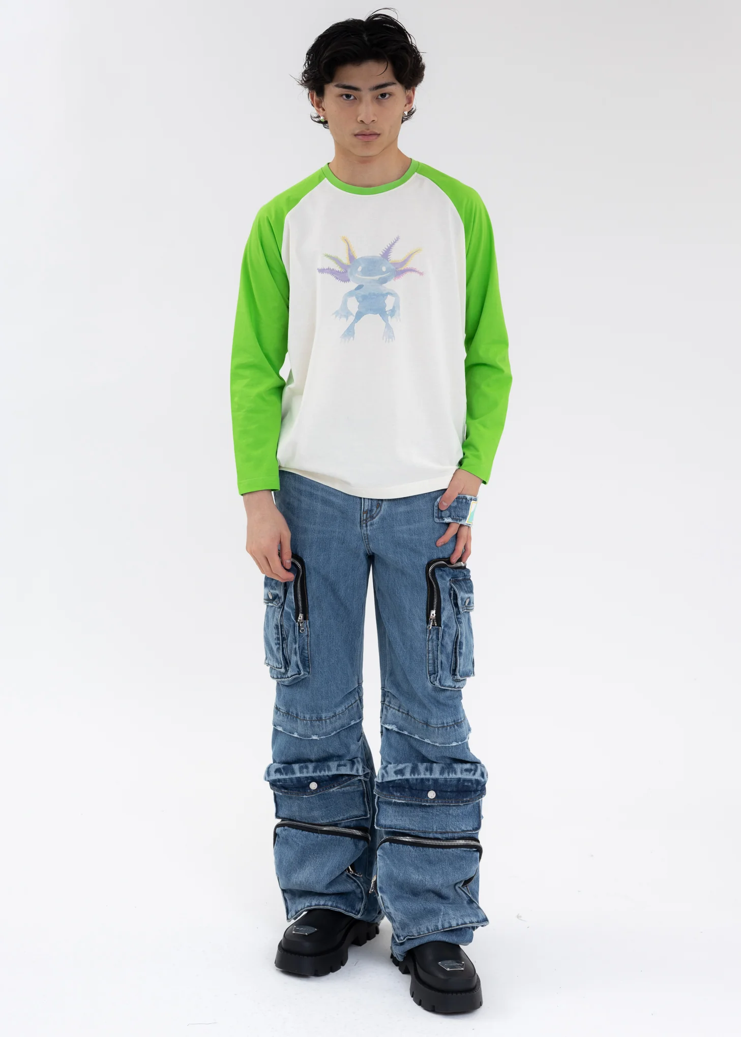 Green Monster Long Sleeve Raglan Shirt - Image 5