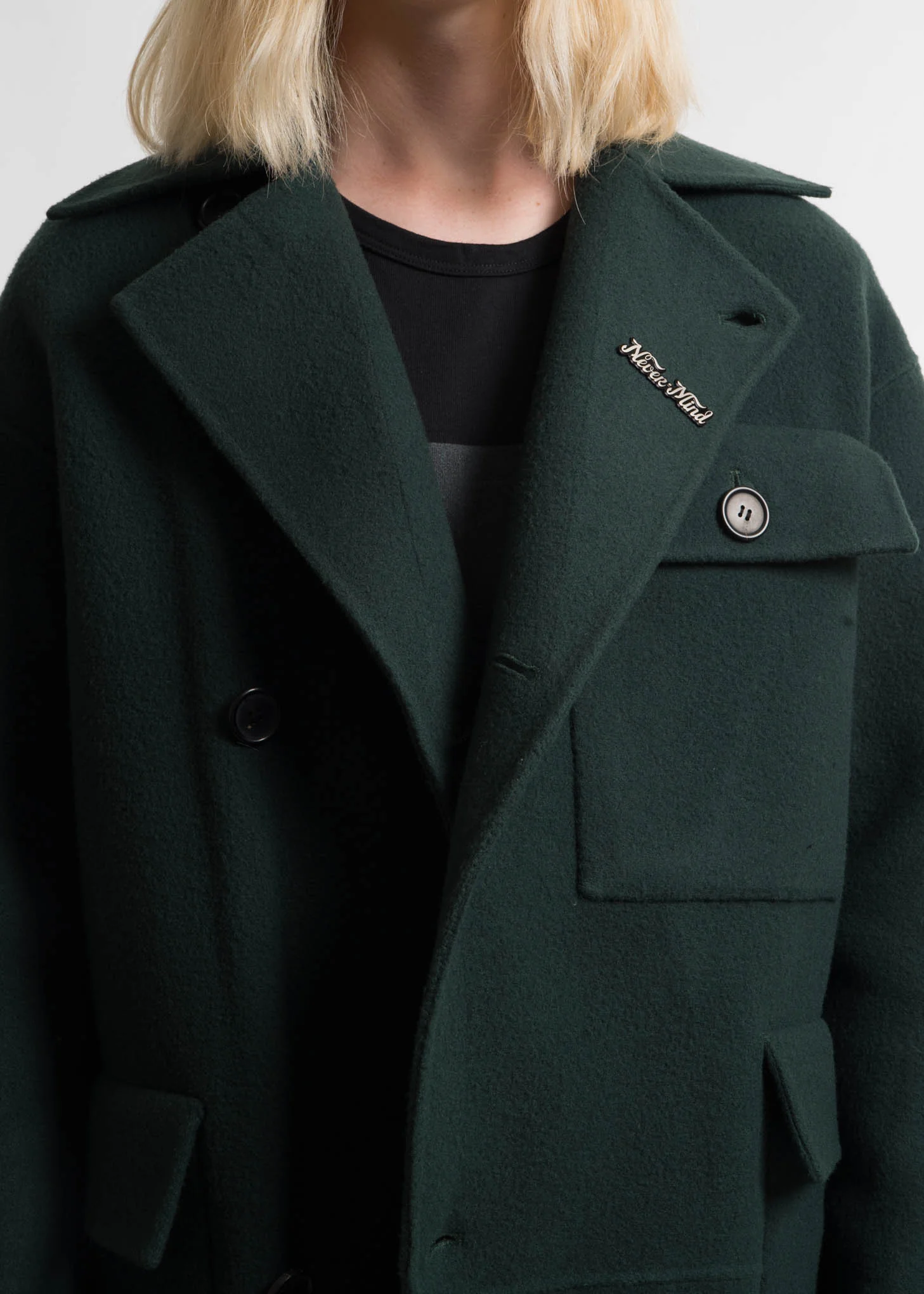 Green Monument Wool Coat - Image 4