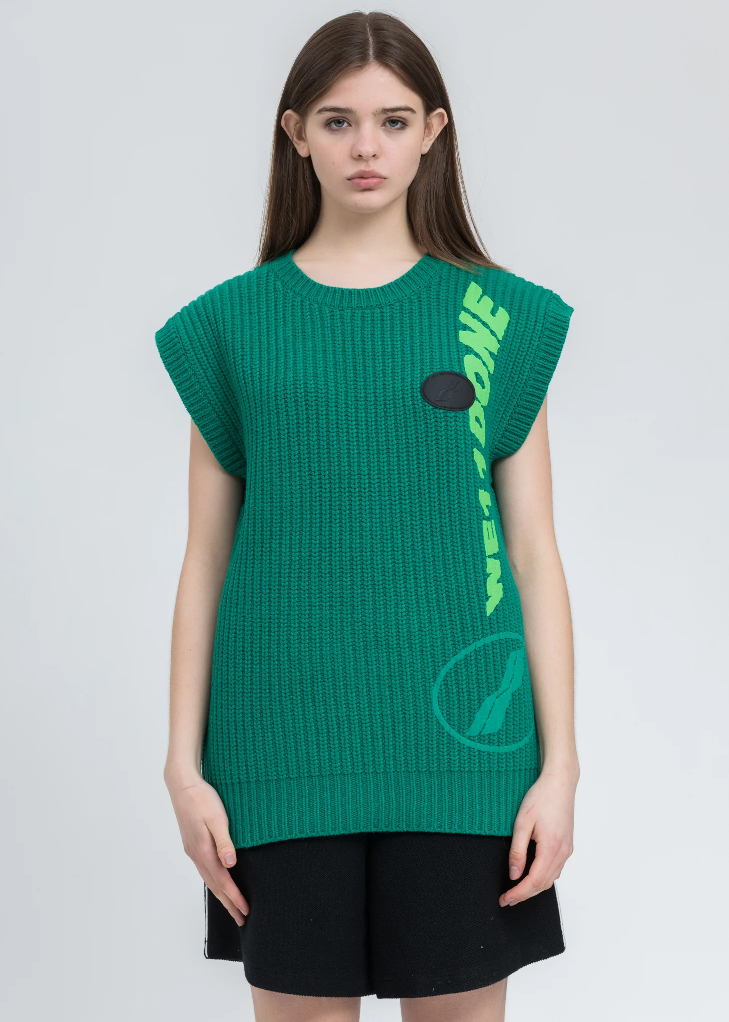 Green Multi Logo Square Knit Vest