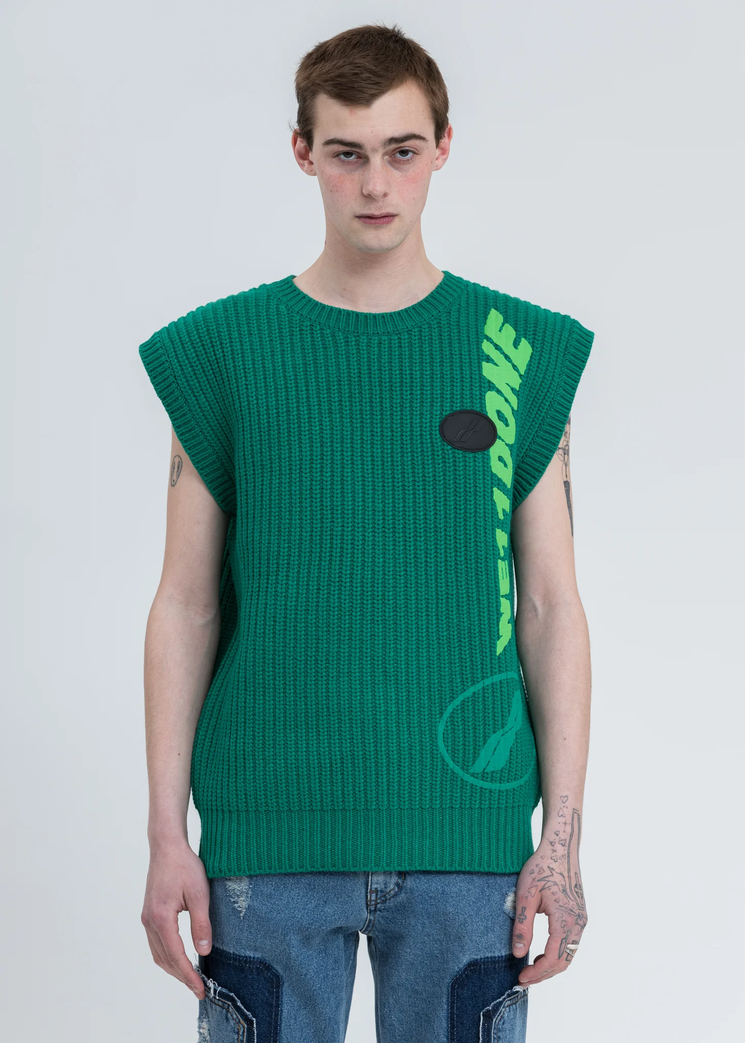 Green Multi Logo Square Knit Vest
