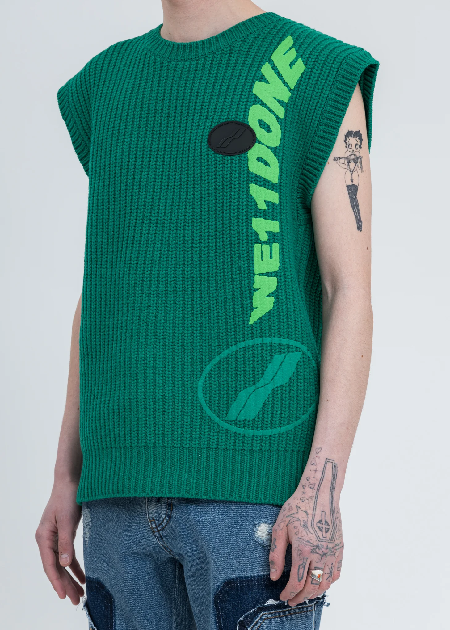 Green Multi Logo Square Knit Vest - Image 2