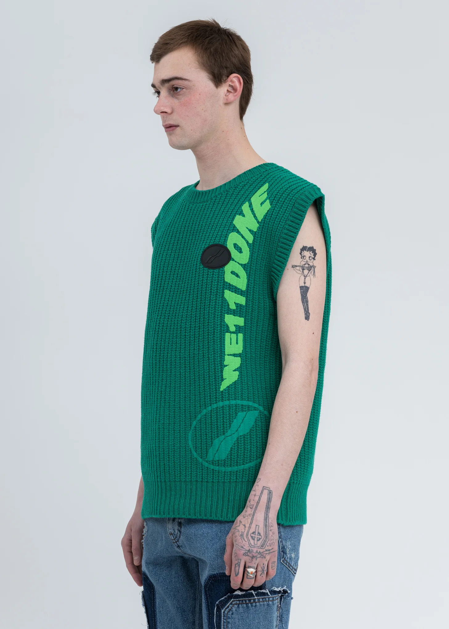 Green Multi Logo Square Knit Vest - Image 3