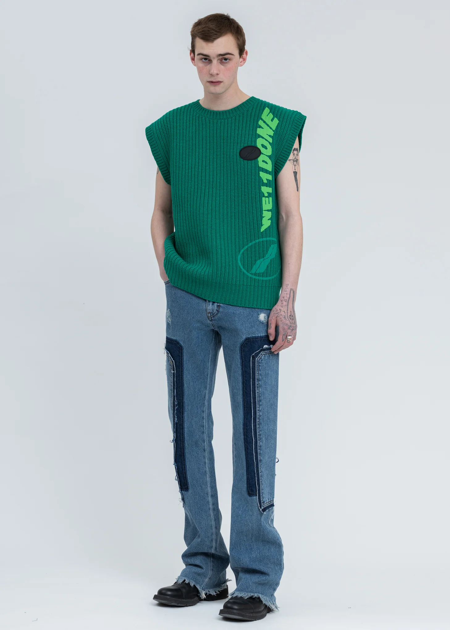 Green Multi Logo Square Knit Vest - Image 5
