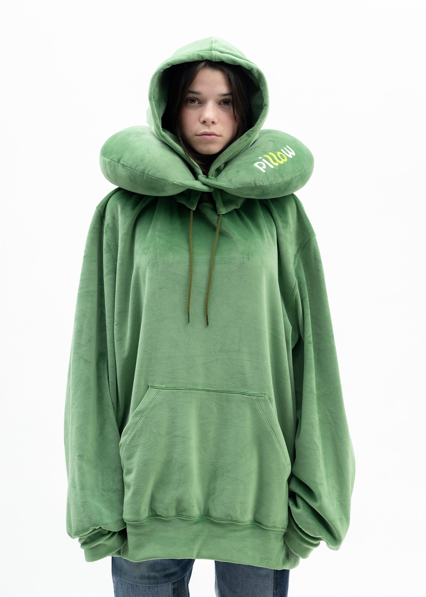 GREEN NECK PILLOW HOODIE