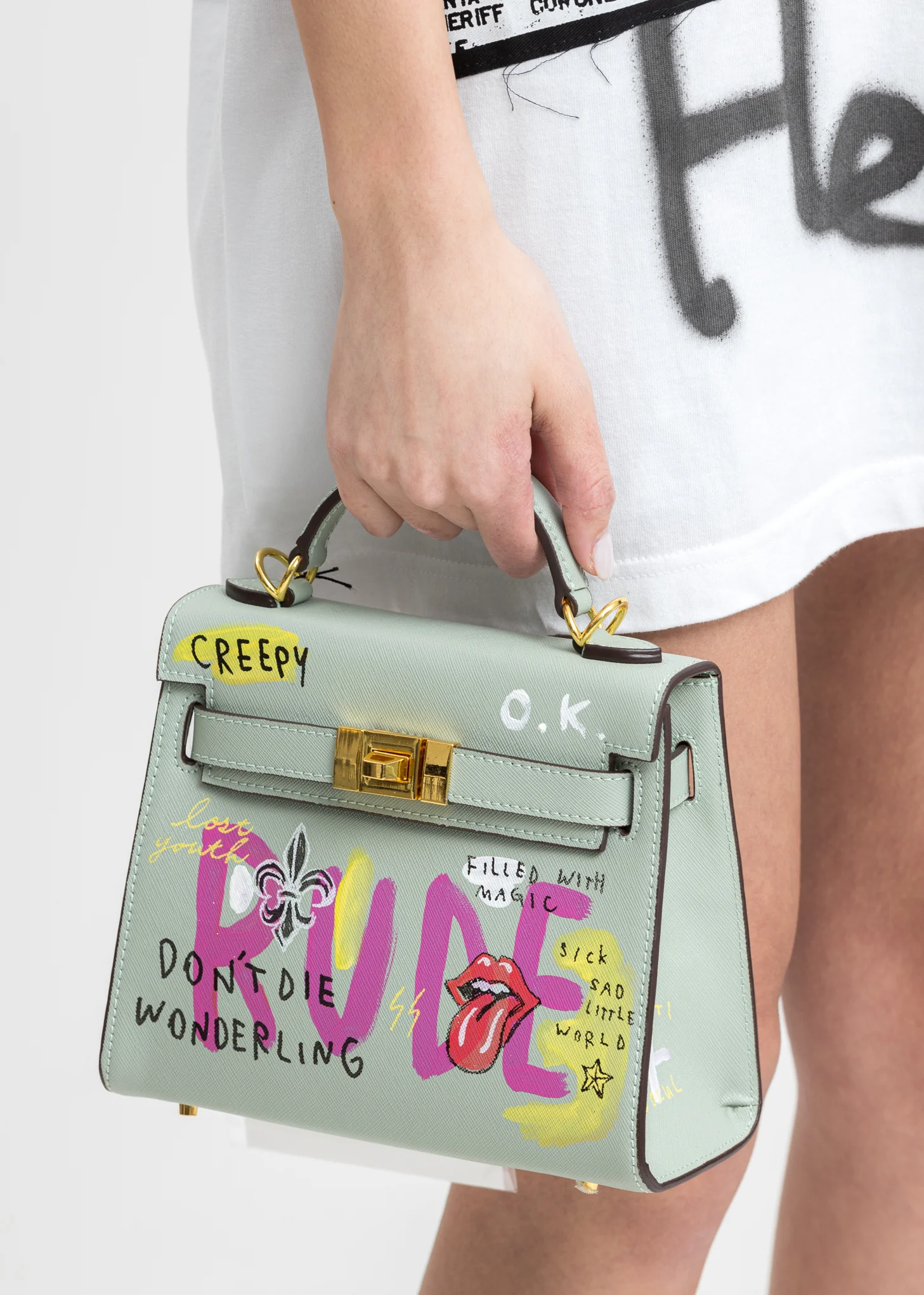 Green Paint Candy Leather Bag -Rolling Stone - Preorder - Image 2