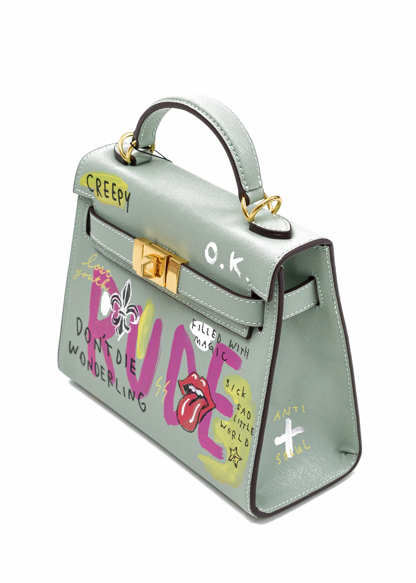 Green Paint Candy Leather Bag -Rolling Stone - Preorder - Image 3