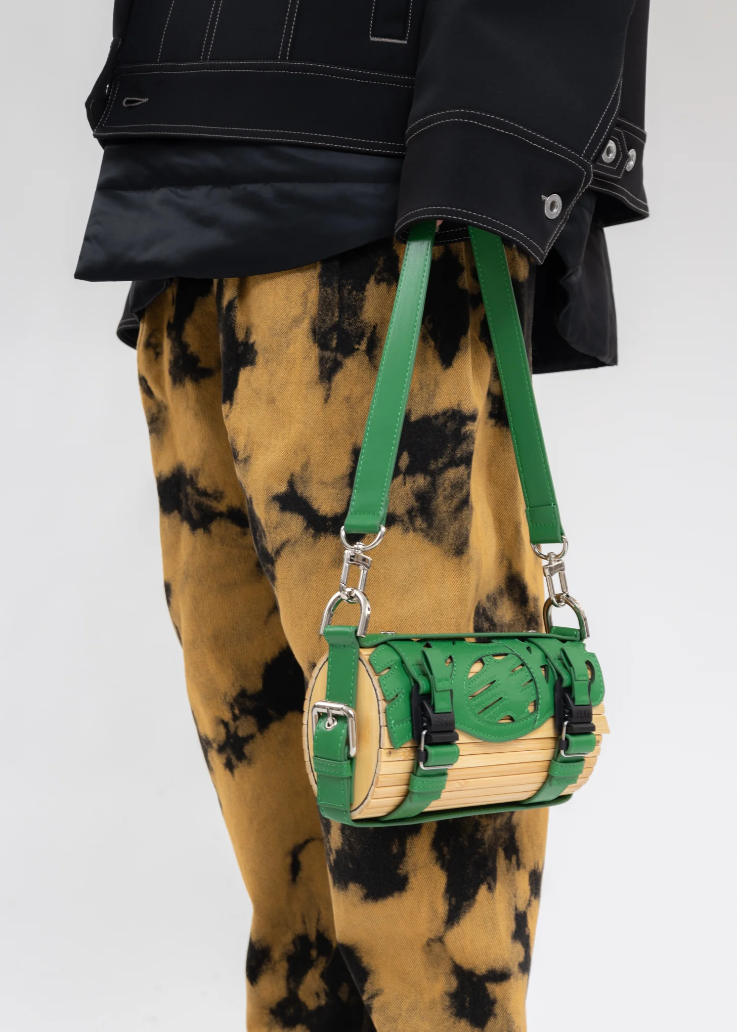 Green Panel Big Bamboo Bag - Image 3