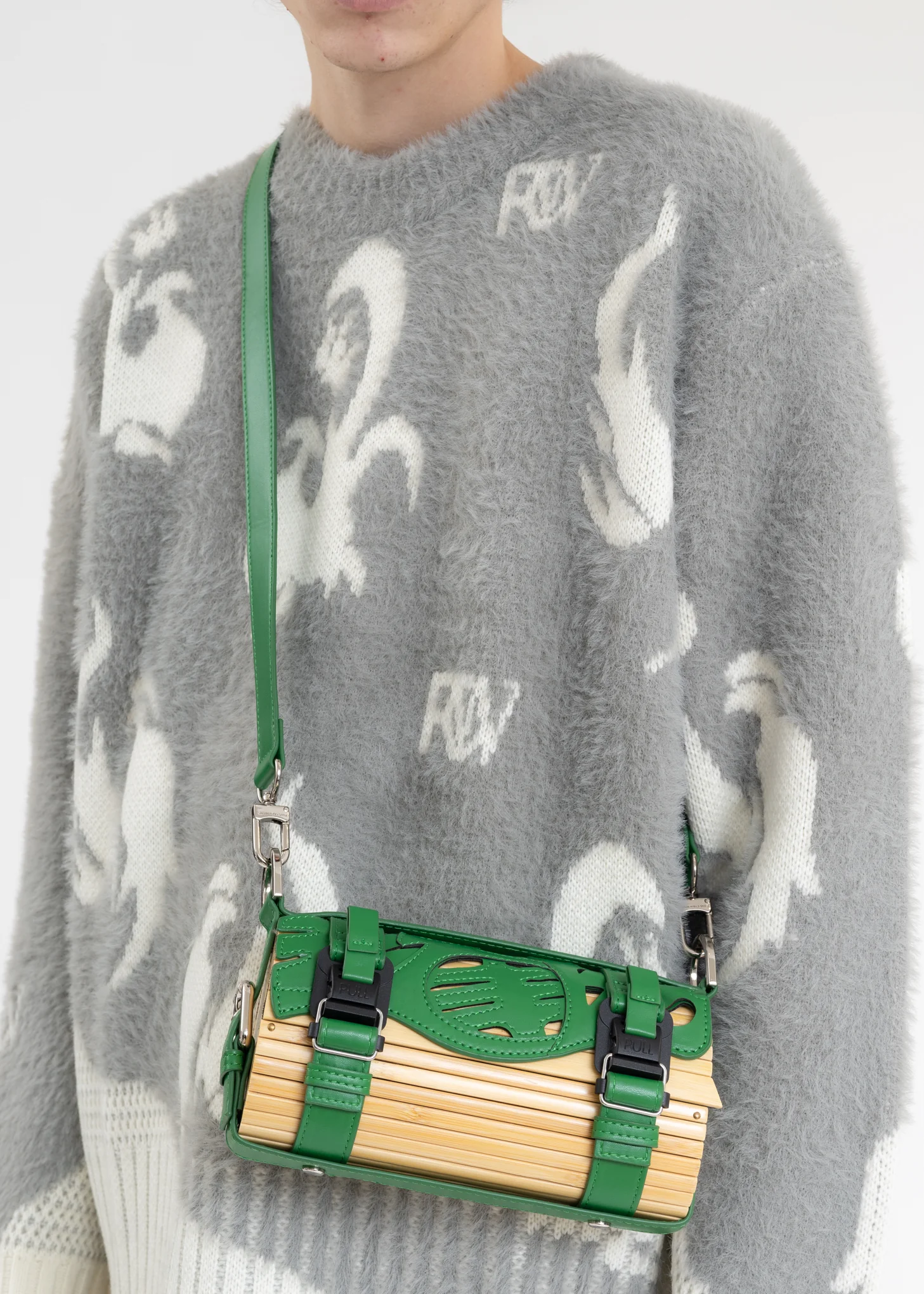 Green Panel Big Bamboo Bag - Image 3