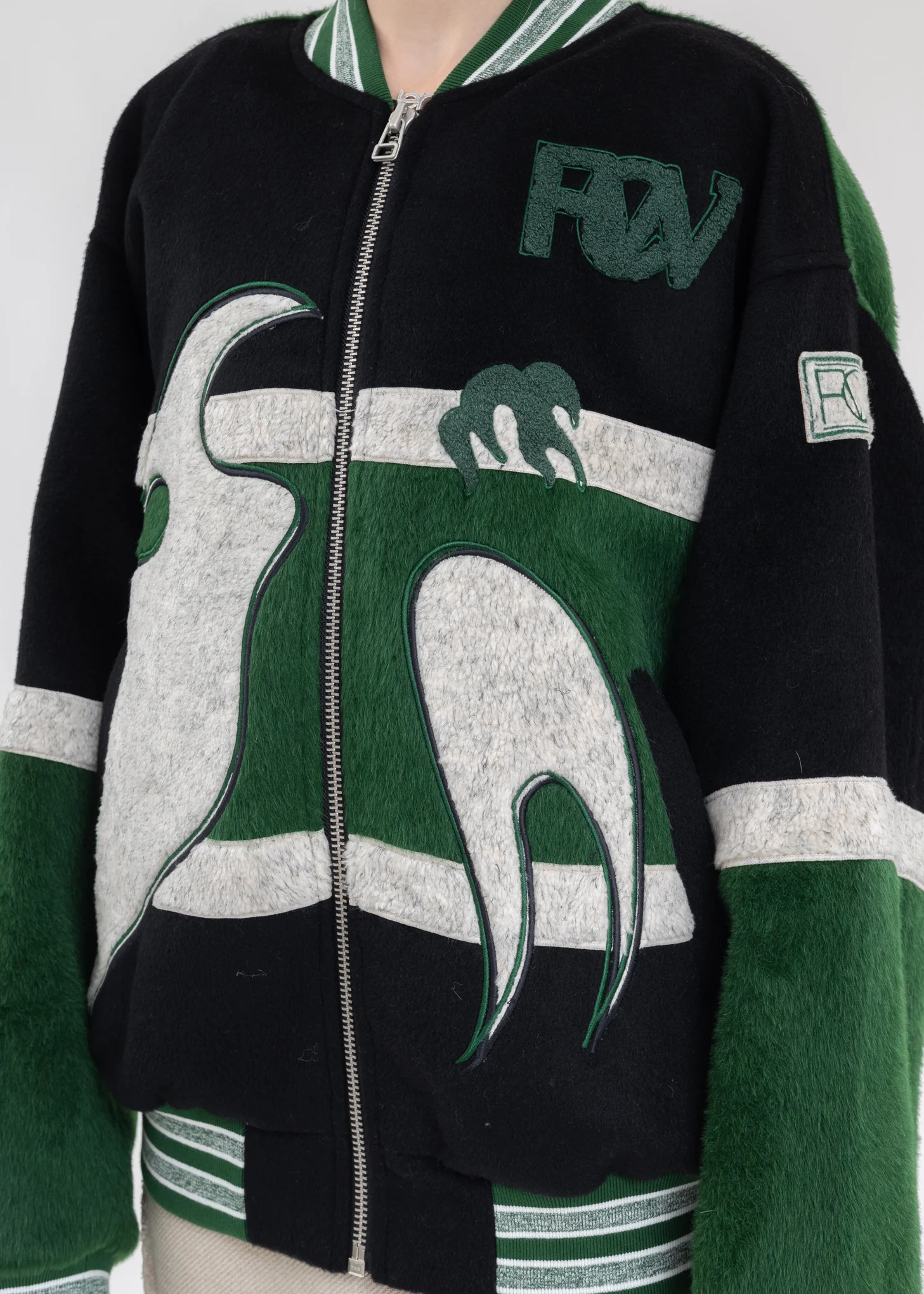 Green Phoenix Embroidered Bomber Jacket - Image 4