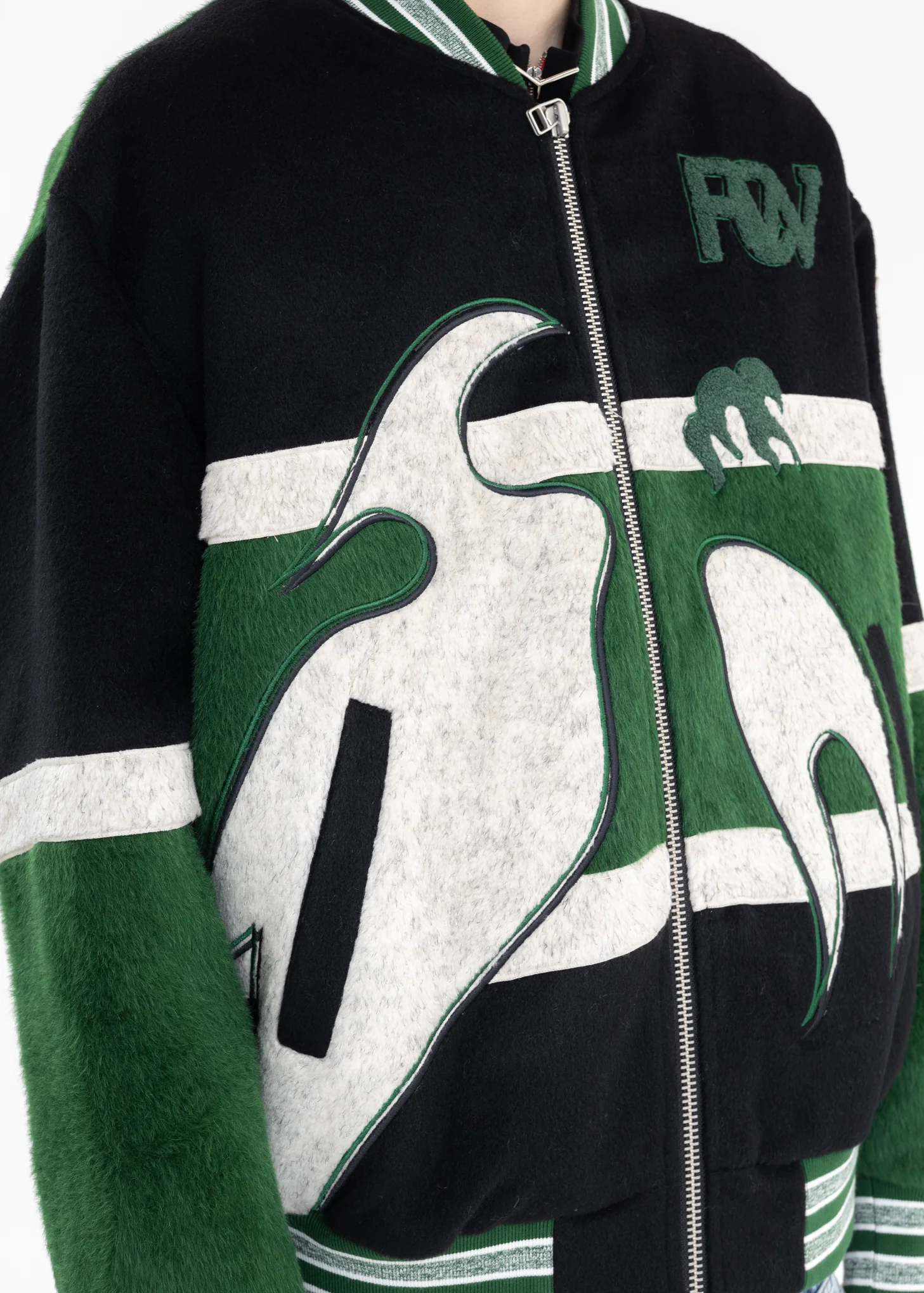 Green Phoenix Embroidered Bomber Jacket - Image 4