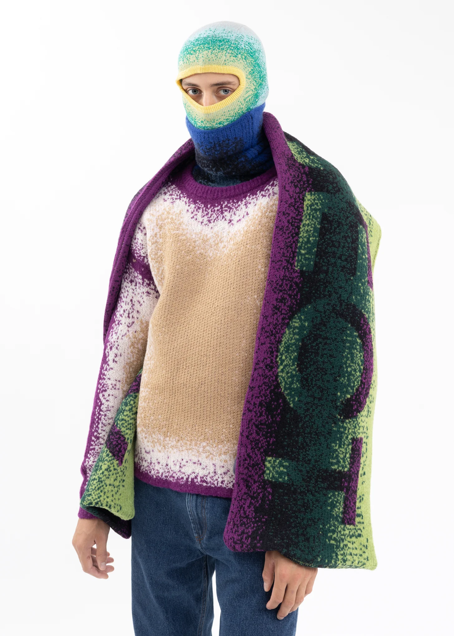 GREEN / PURPLE MAXI GRADIENT BLANKET SCARF