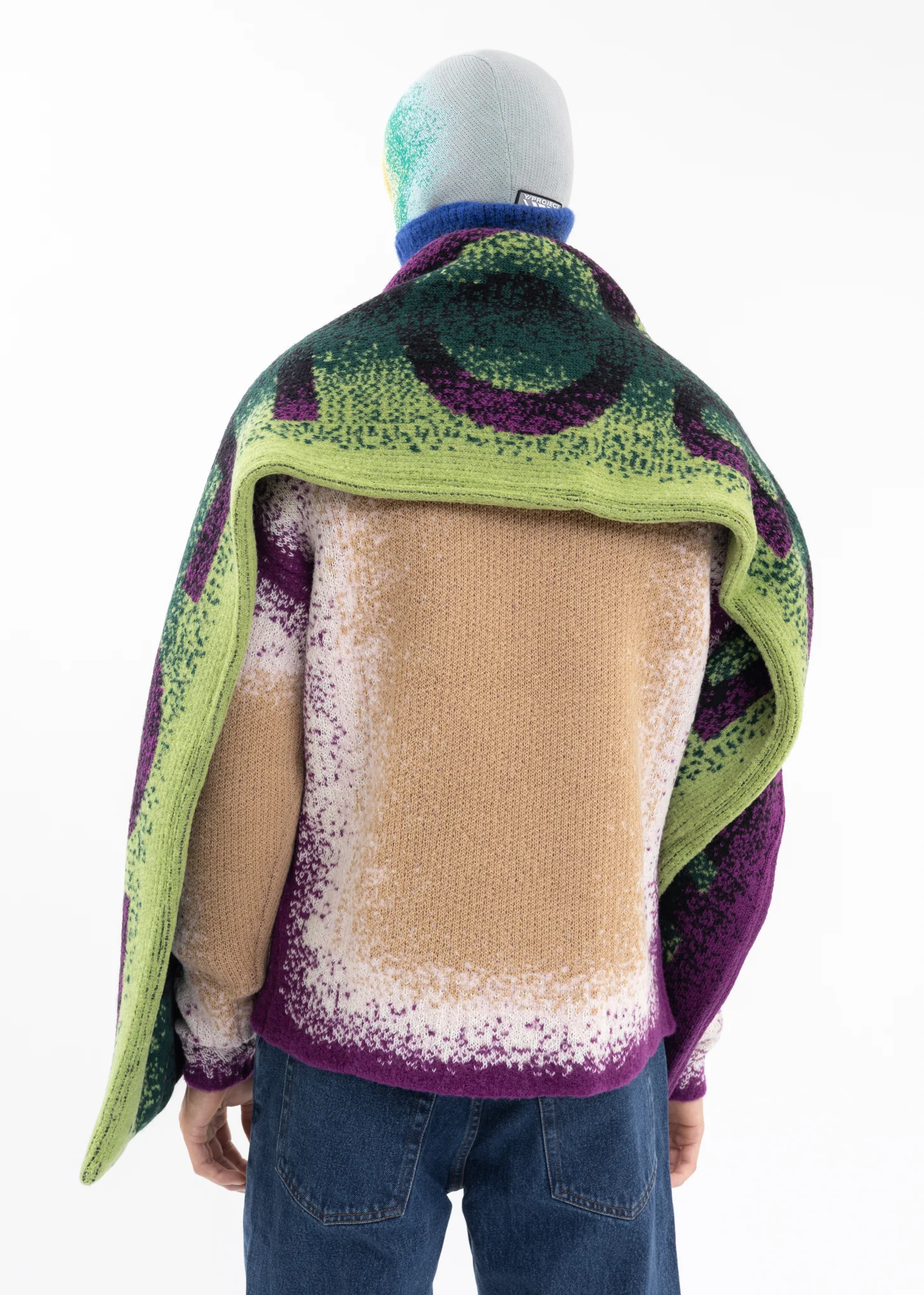 GREEN / PURPLE MAXI GRADIENT BLANKET SCARF - Image 2