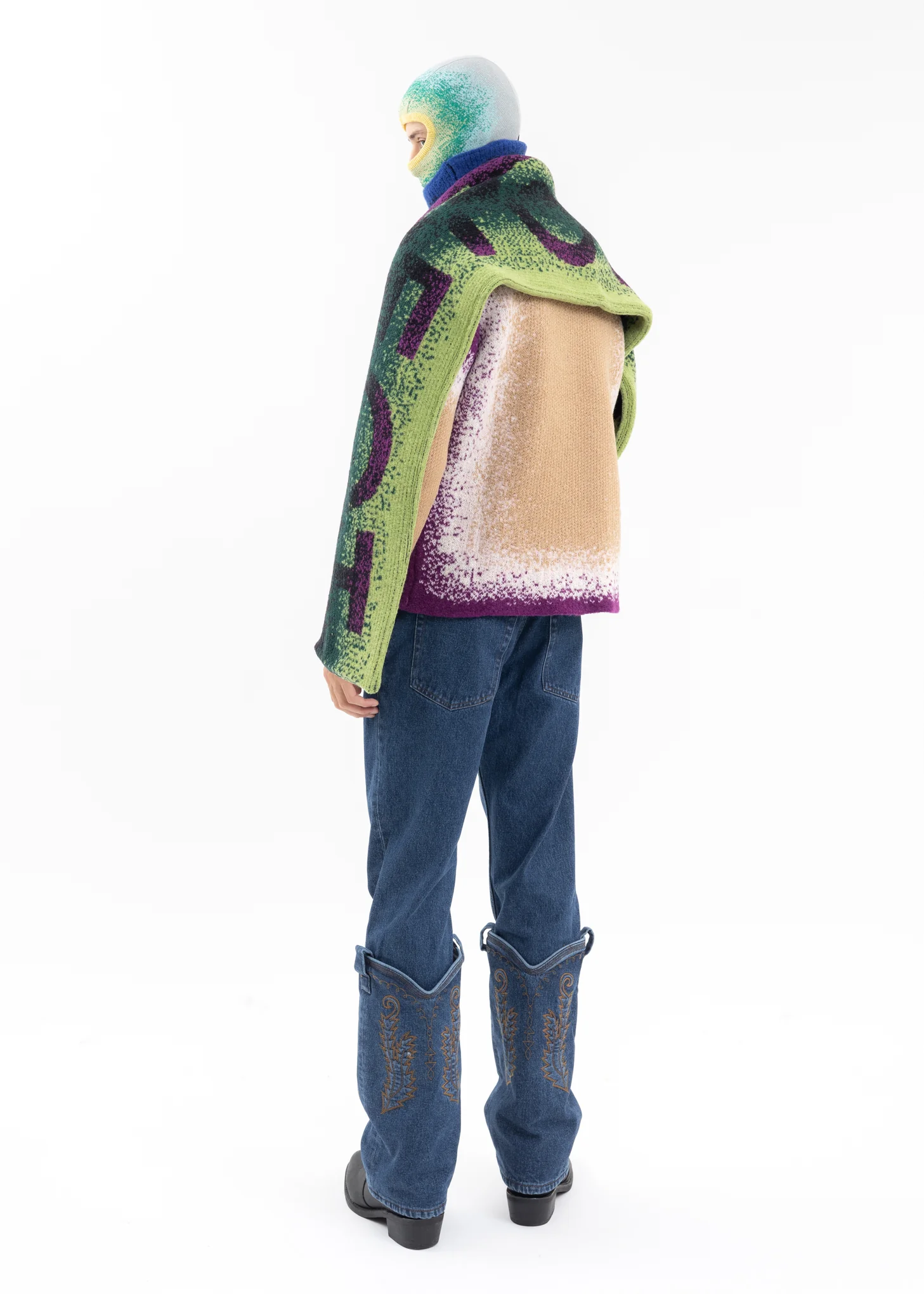 GREEN / PURPLE MAXI GRADIENT BLANKET SCARF - Image 6
