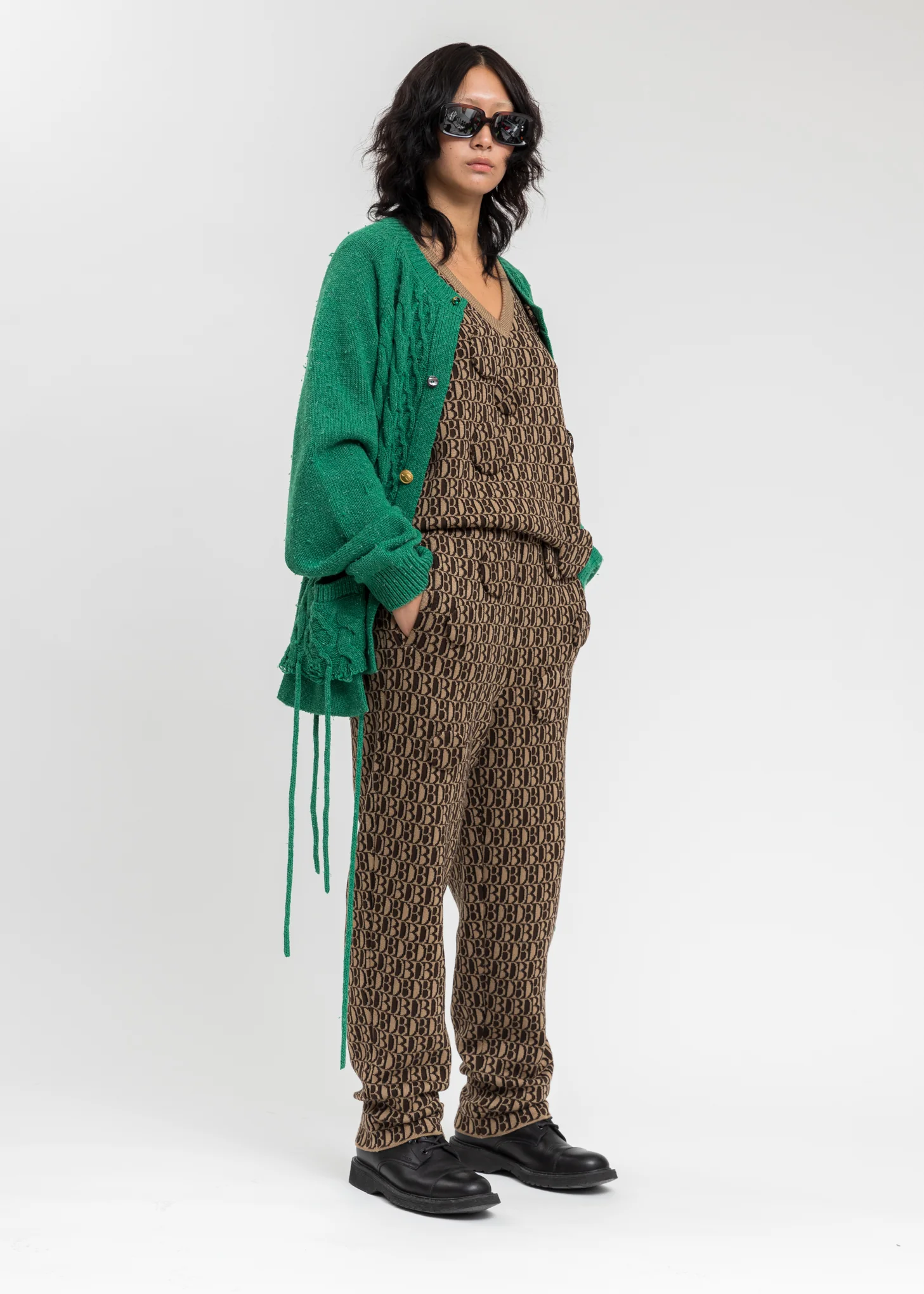 Green Recycle Wool Cable Cardigan - Image 8