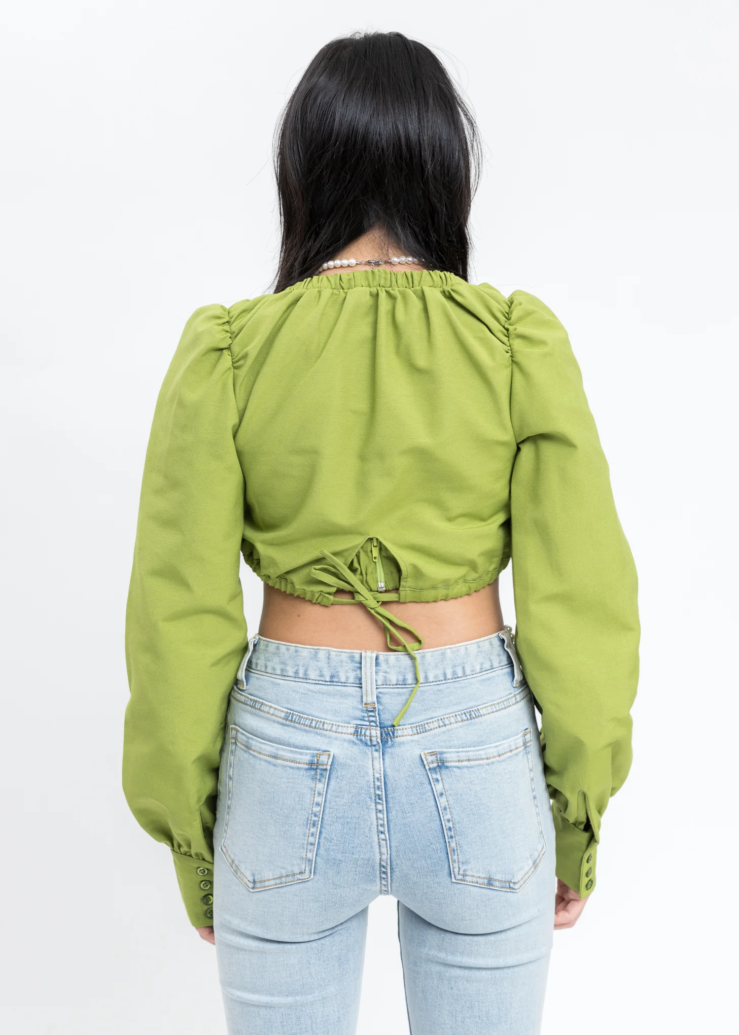 Green Ruched Tunnel Scoop Top - Image 4
