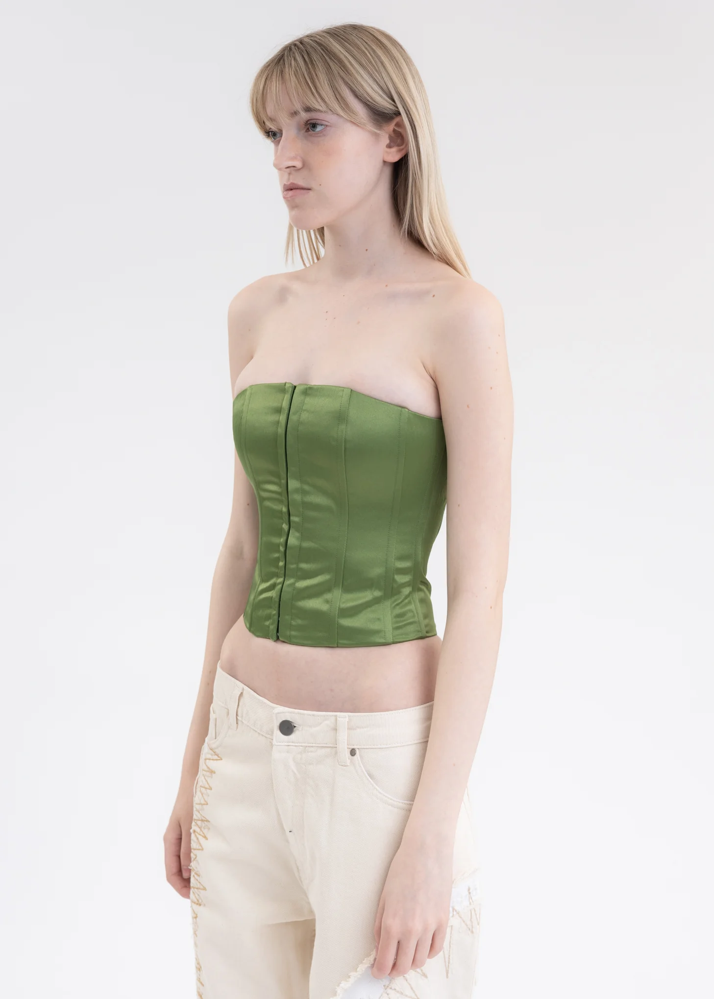 Green Satin Corset - Image 2