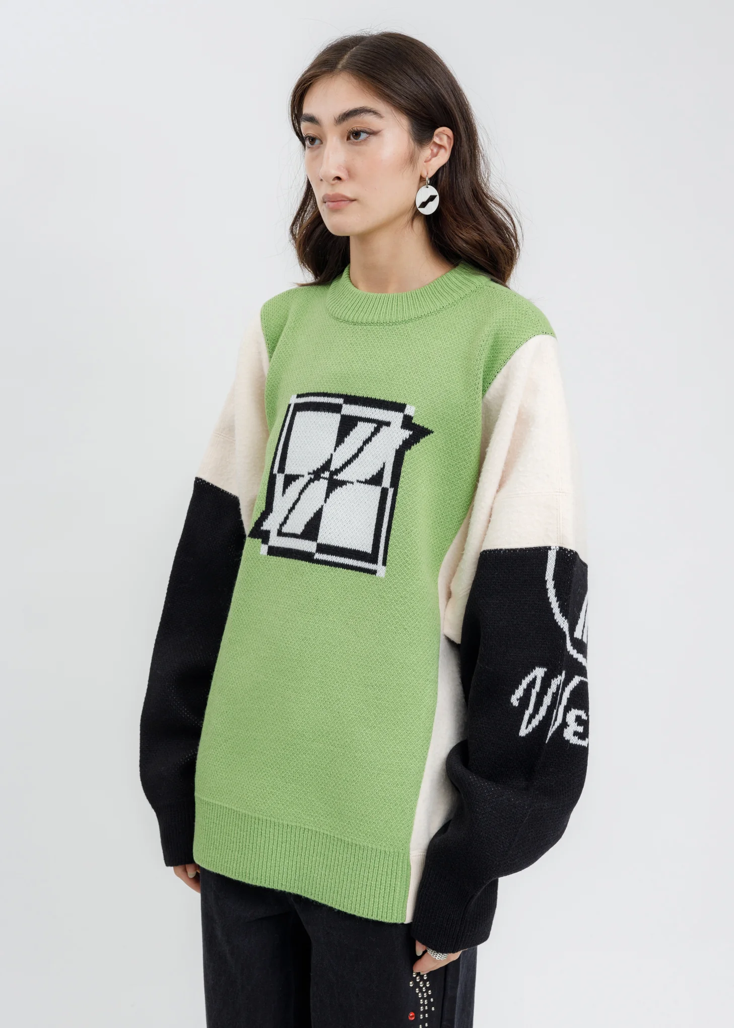 Green Square Logo Jacquard Mix Sweatshirt - Image 3