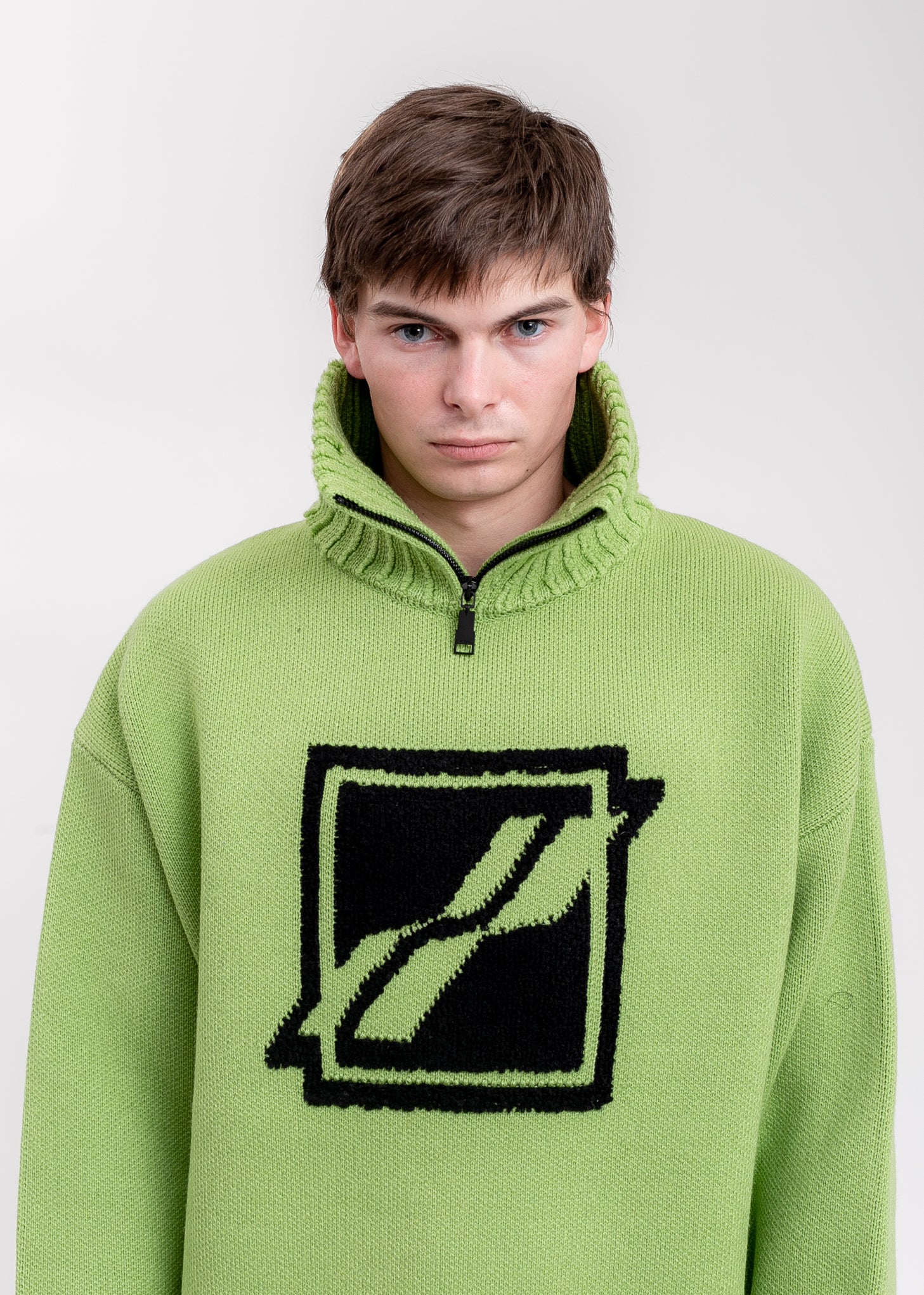Green Square Logo Pile Knit Jumper - Image 2