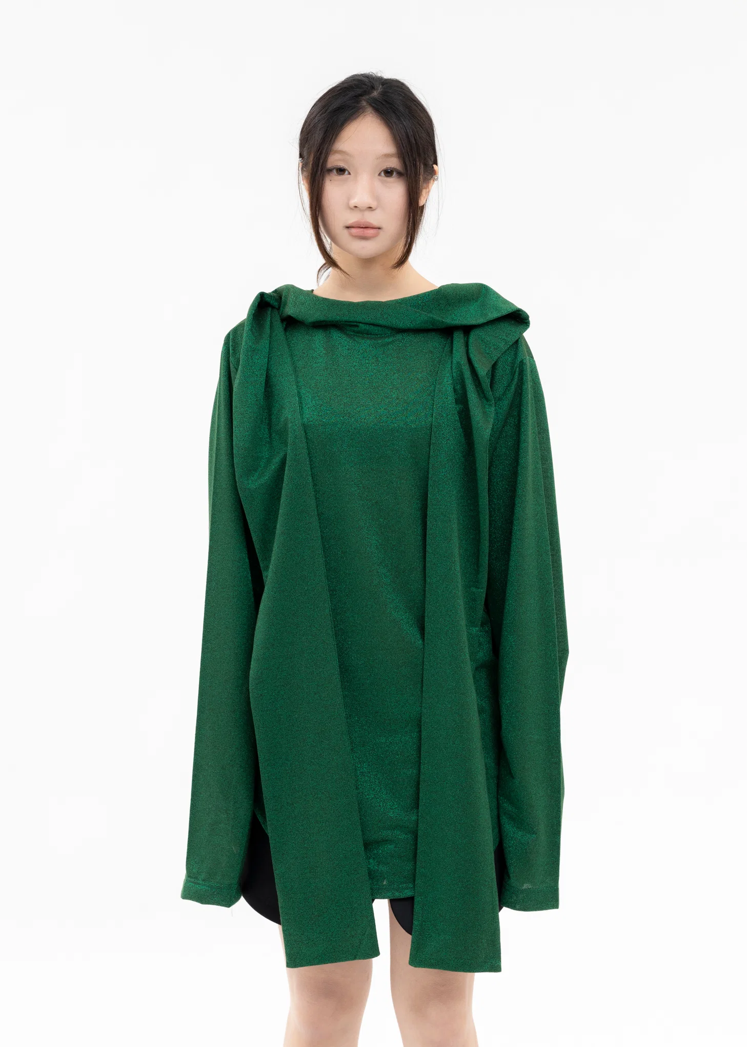 GREEN TIE COLLER GLITTER SHIRT - Image 3