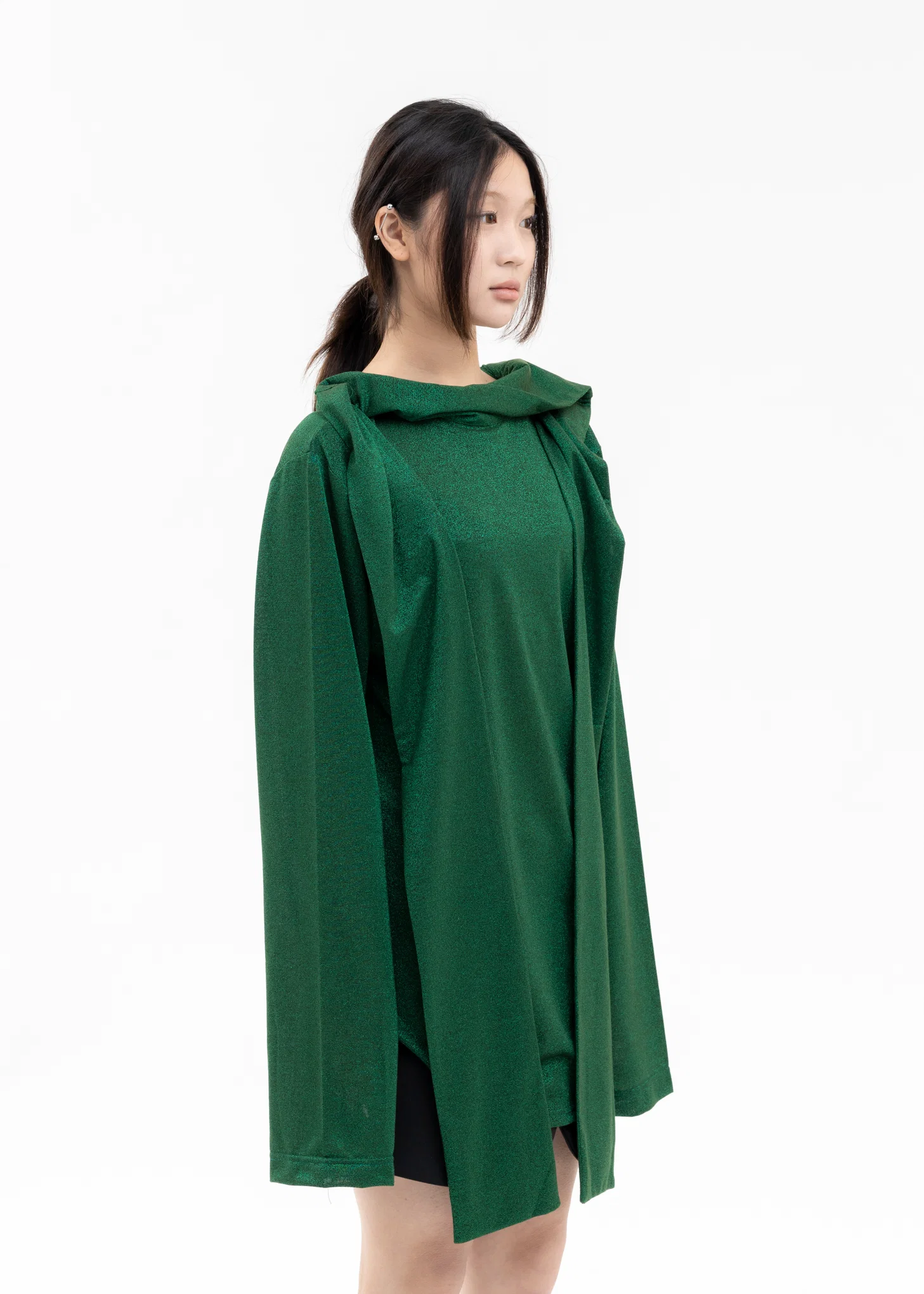 GREEN TIE COLLER GLITTER SHIRT - Image 5