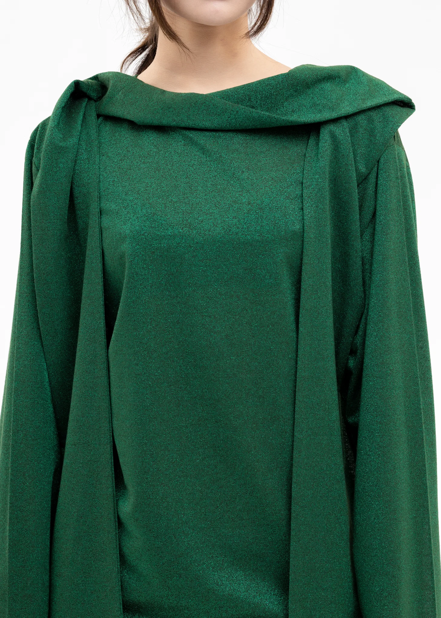 GREEN TIE COLLER GLITTER SHIRT - Image 6