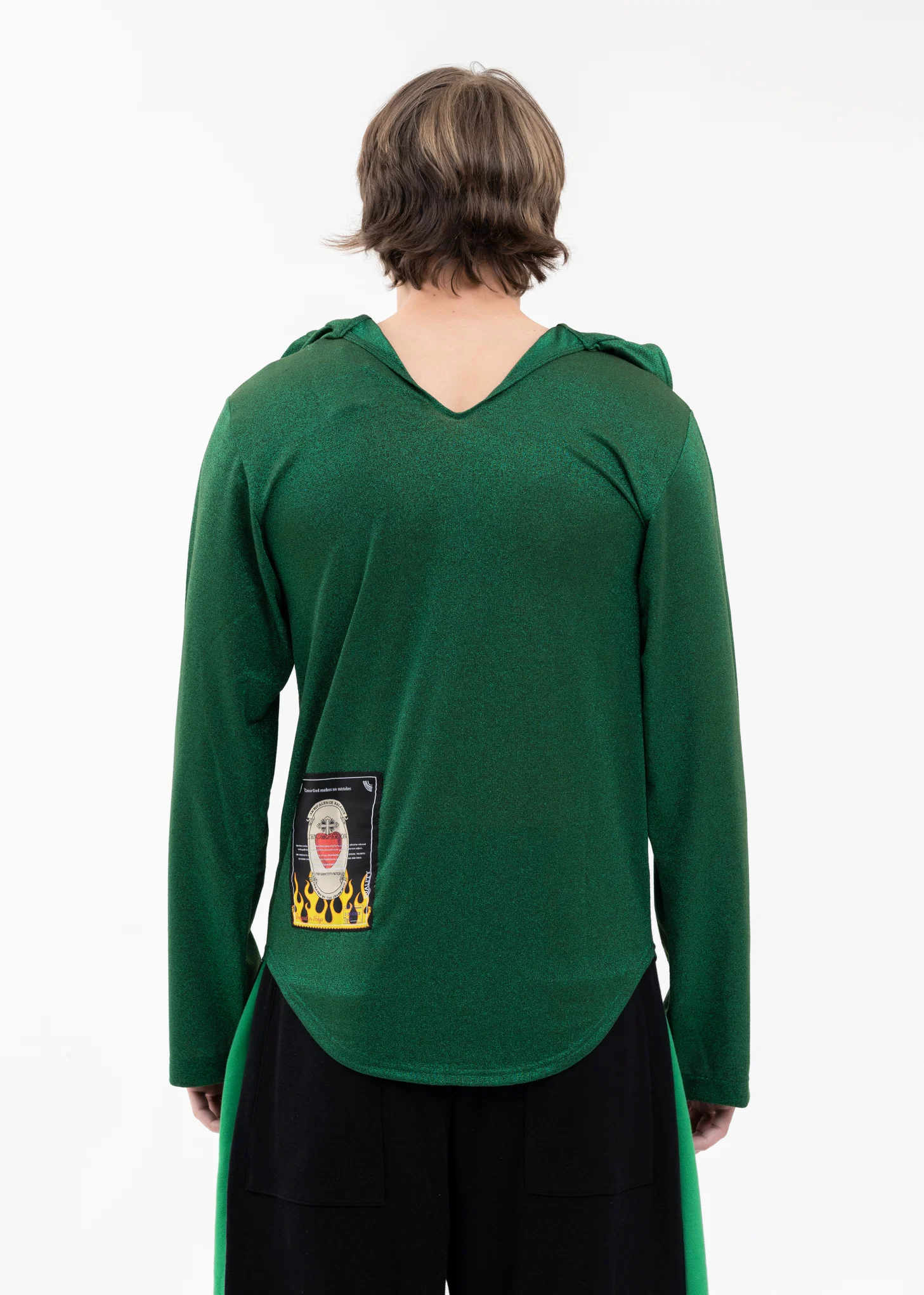 GREEN TIE COLLER GLITTER SHIRT - Image 5