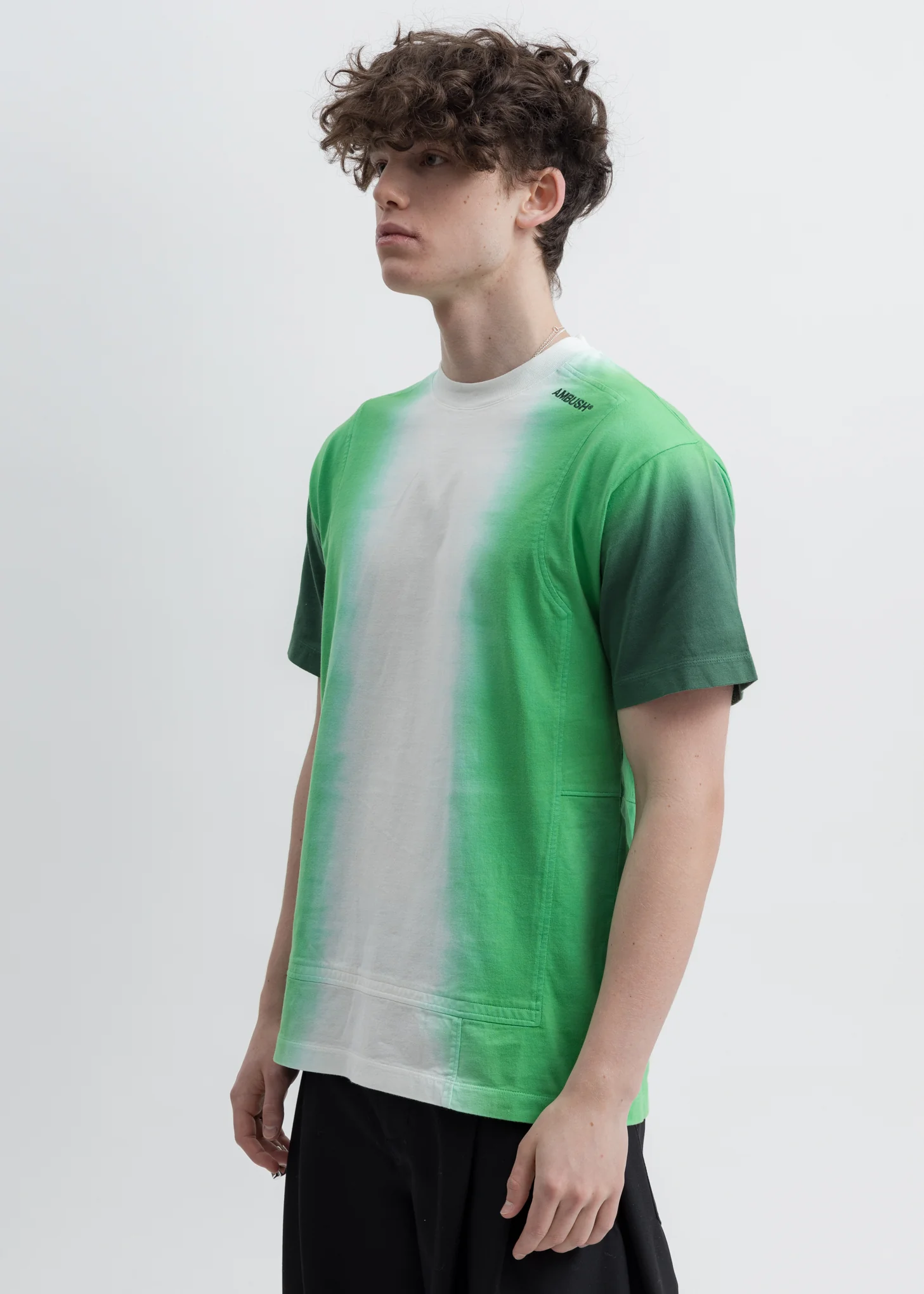 Green Tie Dye Paneled T-Shirt - Image 3