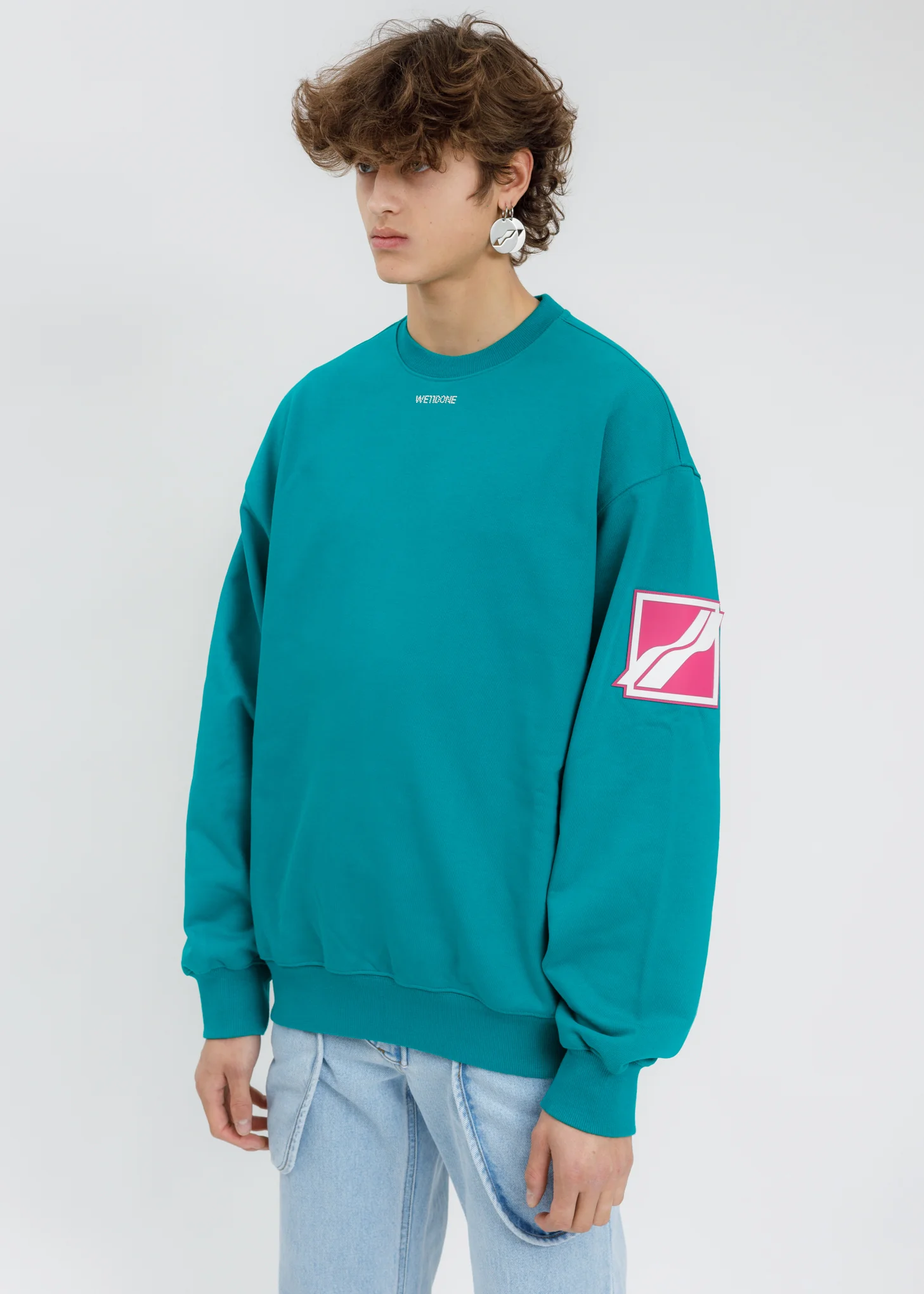 Green WE11DONE Big Logo Arm Sweatshirt - Image 3