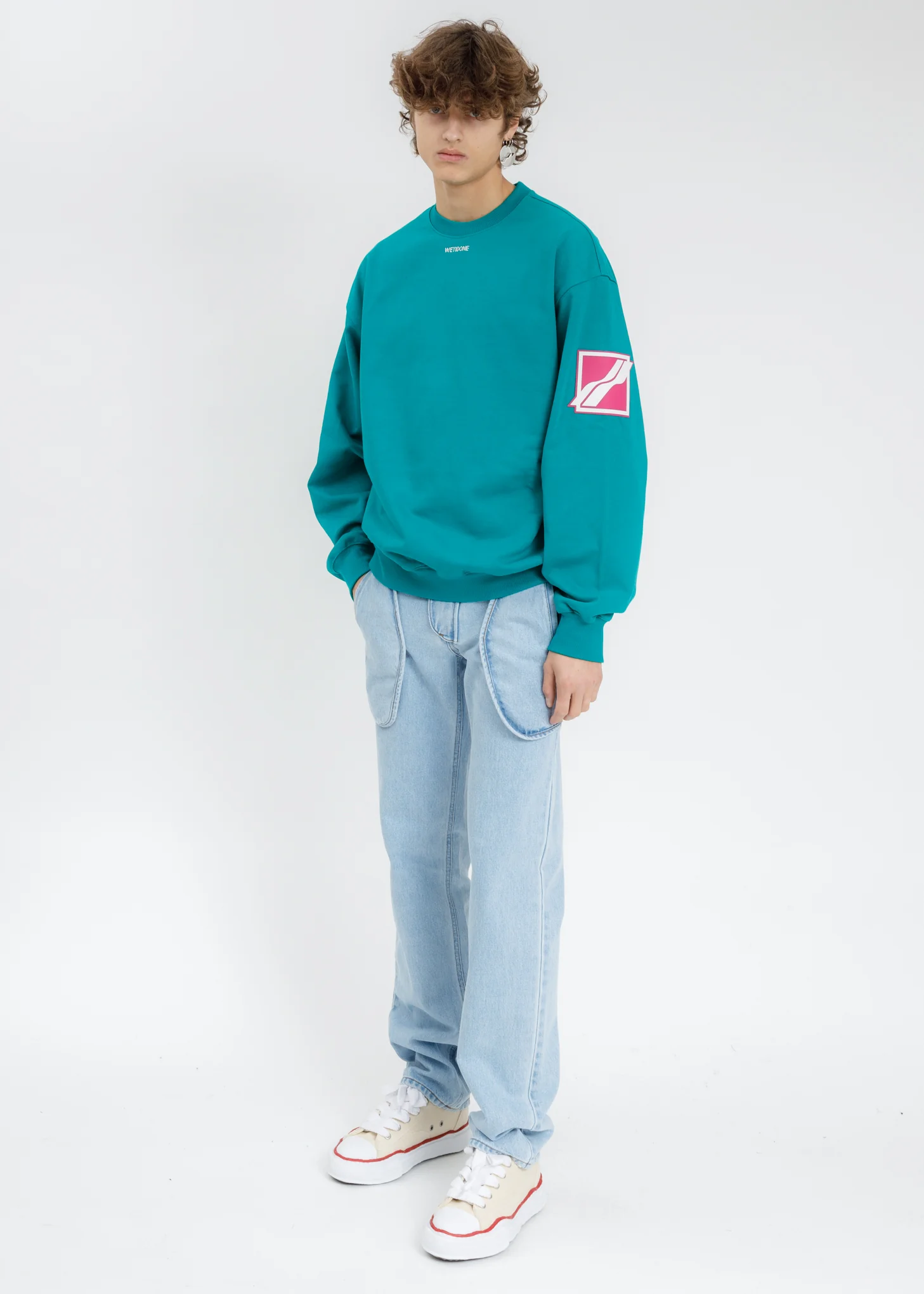Green WE11DONE Big Logo Arm Sweatshirt - Image 5