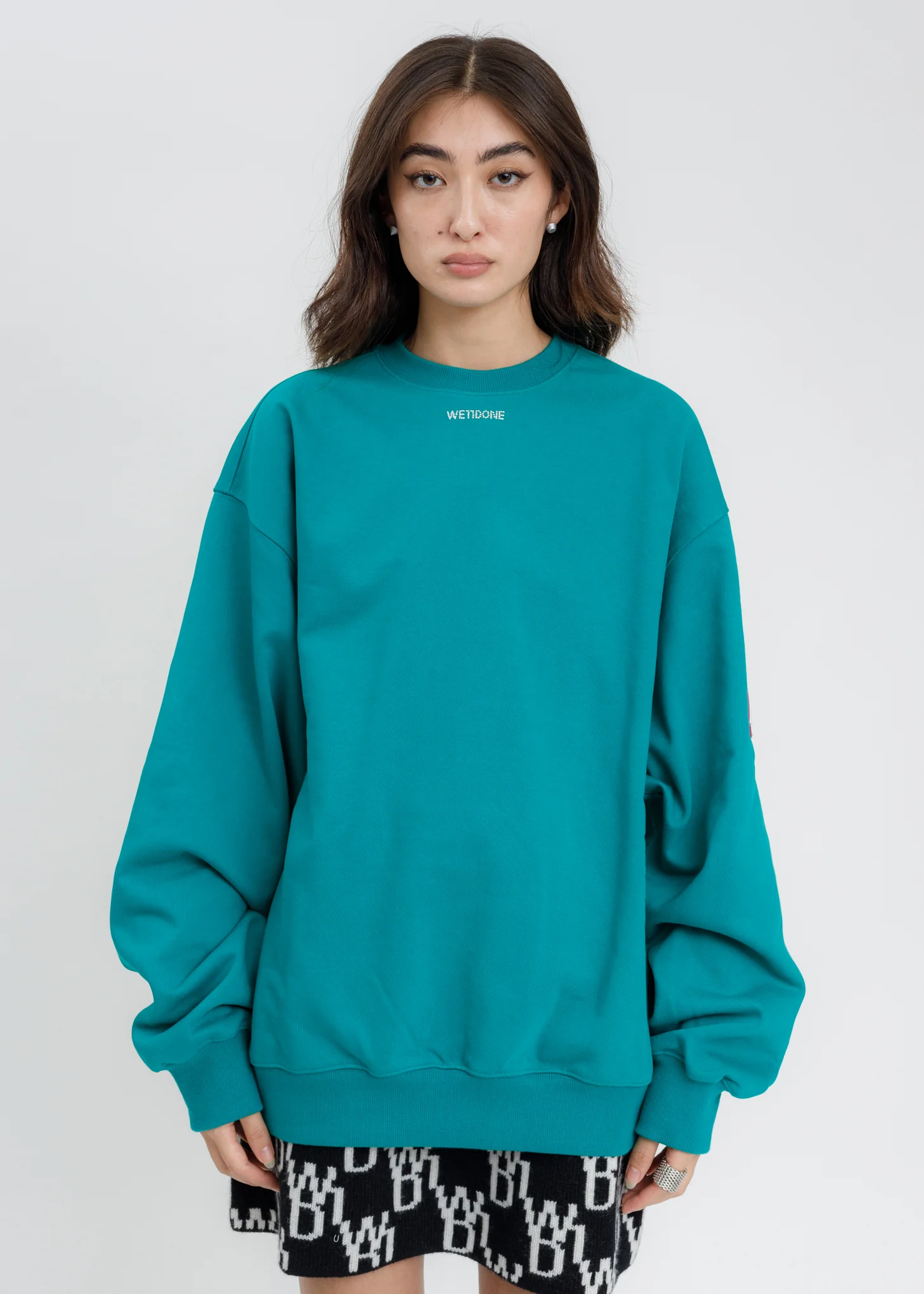 Green WE11DONE Big Logo Arm Sweatshirt