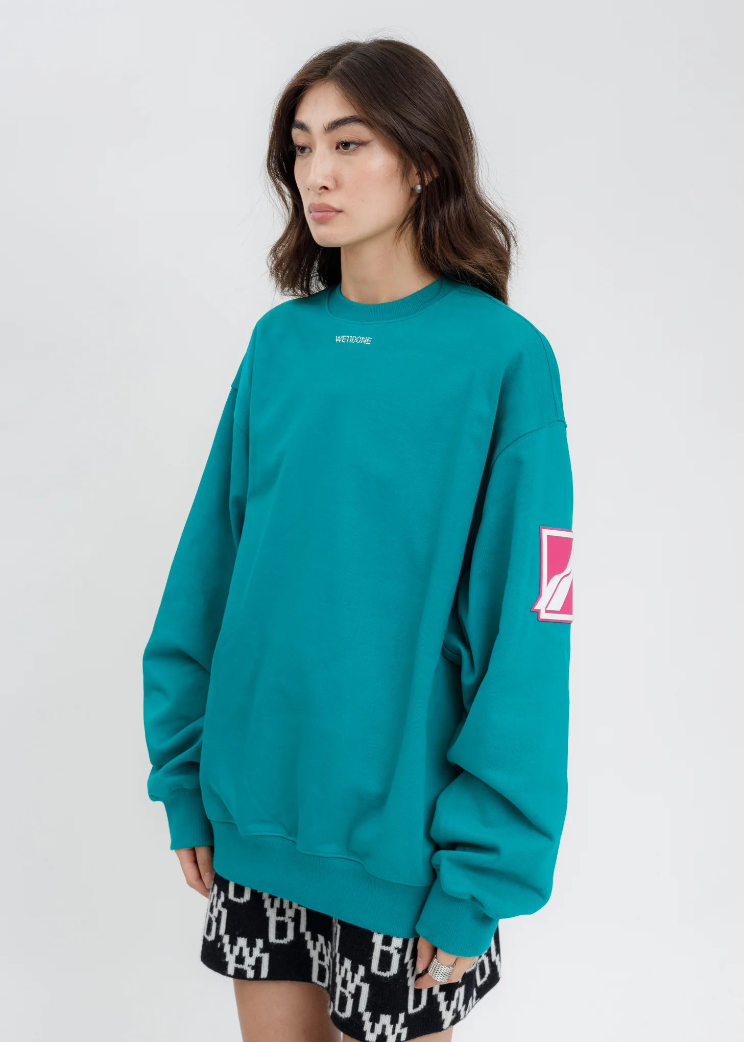 Green WE11DONE Big Logo Arm Sweatshirt - Image 3