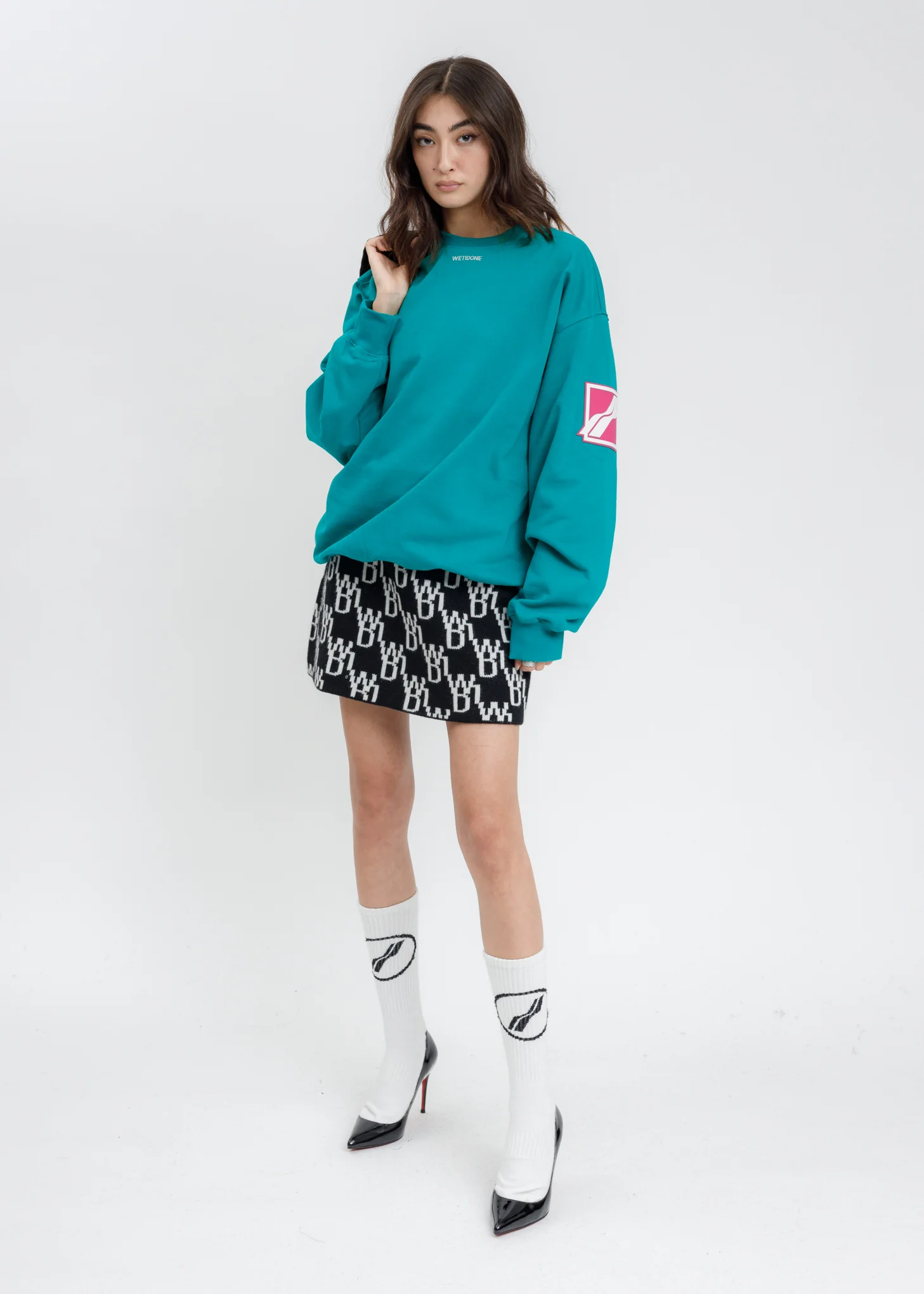 Green WE11DONE Big Logo Arm Sweatshirt - Image 5
