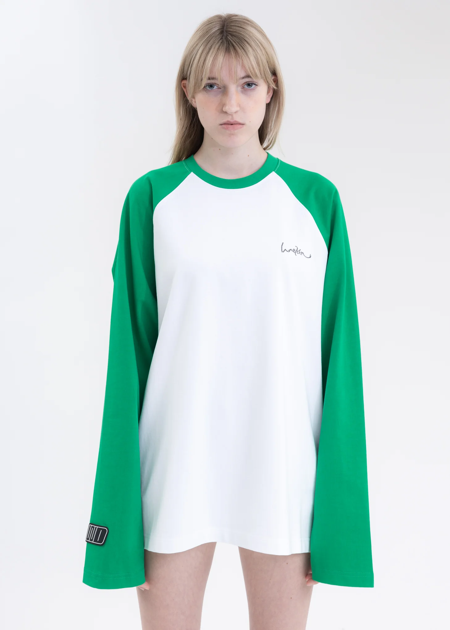 GREEN WE11DONE LOGO RAGLAN LONG-SLEEVED T-SHIRT