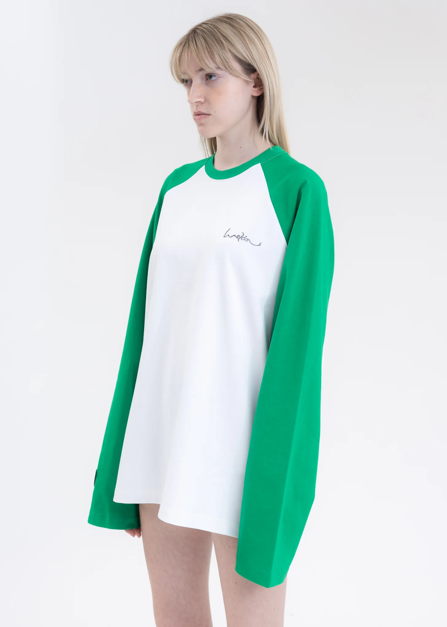 GREEN WE11DONE LOGO RAGLAN LONG-SLEEVED T-SHIRT - Image 2