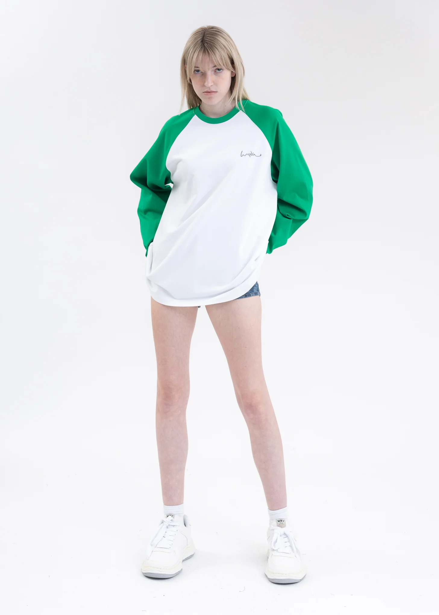 GREEN WE11DONE LOGO RAGLAN LONG-SLEEVED T-SHIRT - Image 6
