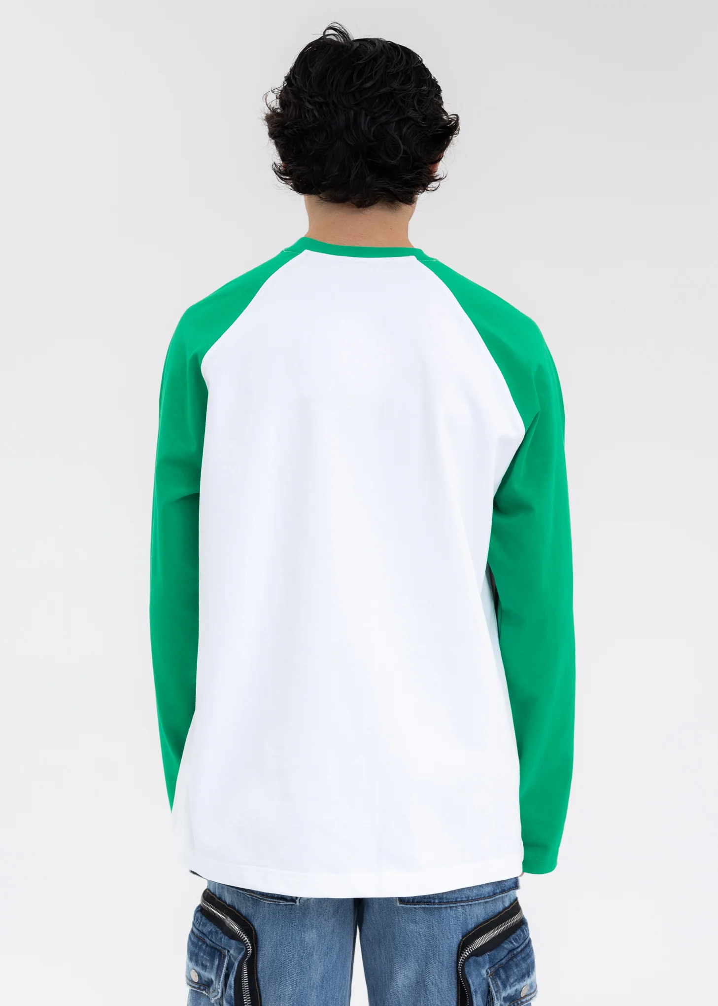 GREEN WE11DONE LOGO RAGLAN LONG-SLEEVED T-SHIRT - Image 3