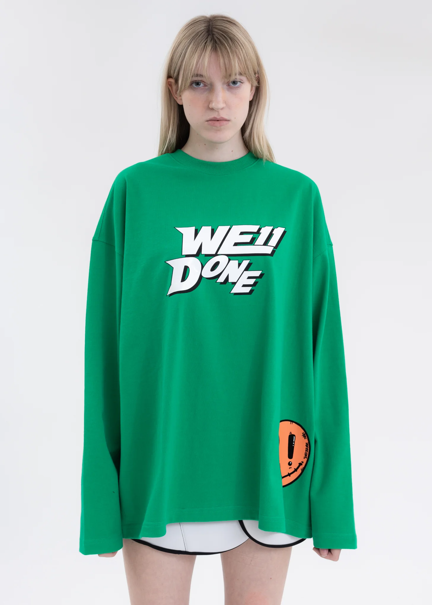 GREEN WE11DONE SIMPLE LOGO LONG-SLEEVED T-SHIRT
