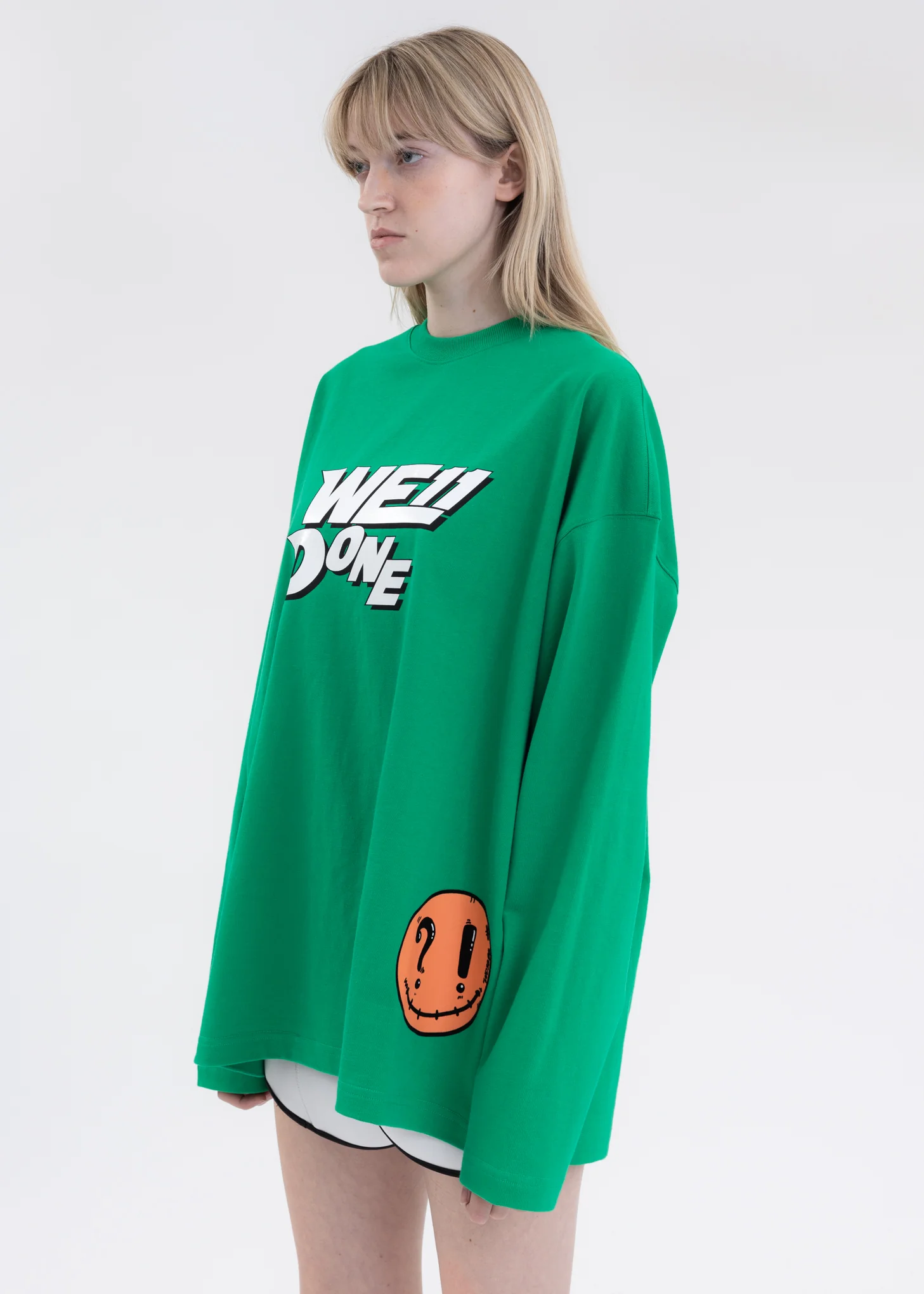 GREEN WE11DONE SIMPLE LOGO LONG-SLEEVED T-SHIRT - Image 2