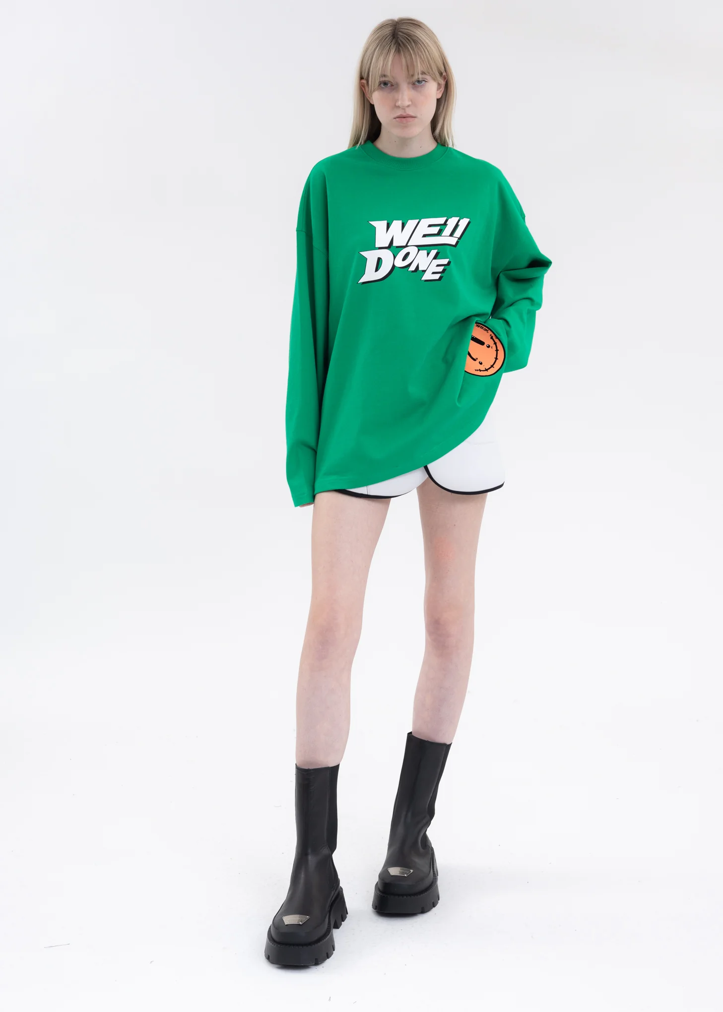 GREEN WE11DONE SIMPLE LOGO LONG-SLEEVED T-SHIRT - Image 5