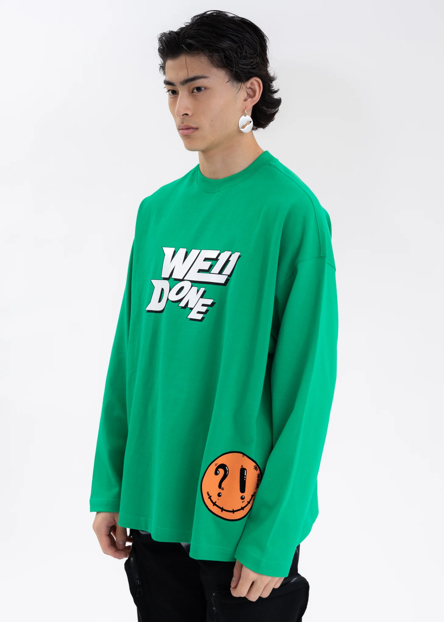 GREEN WE11DONE SIMPLE LOGO LONG-SLEEVED T-SHIRT - Image 3