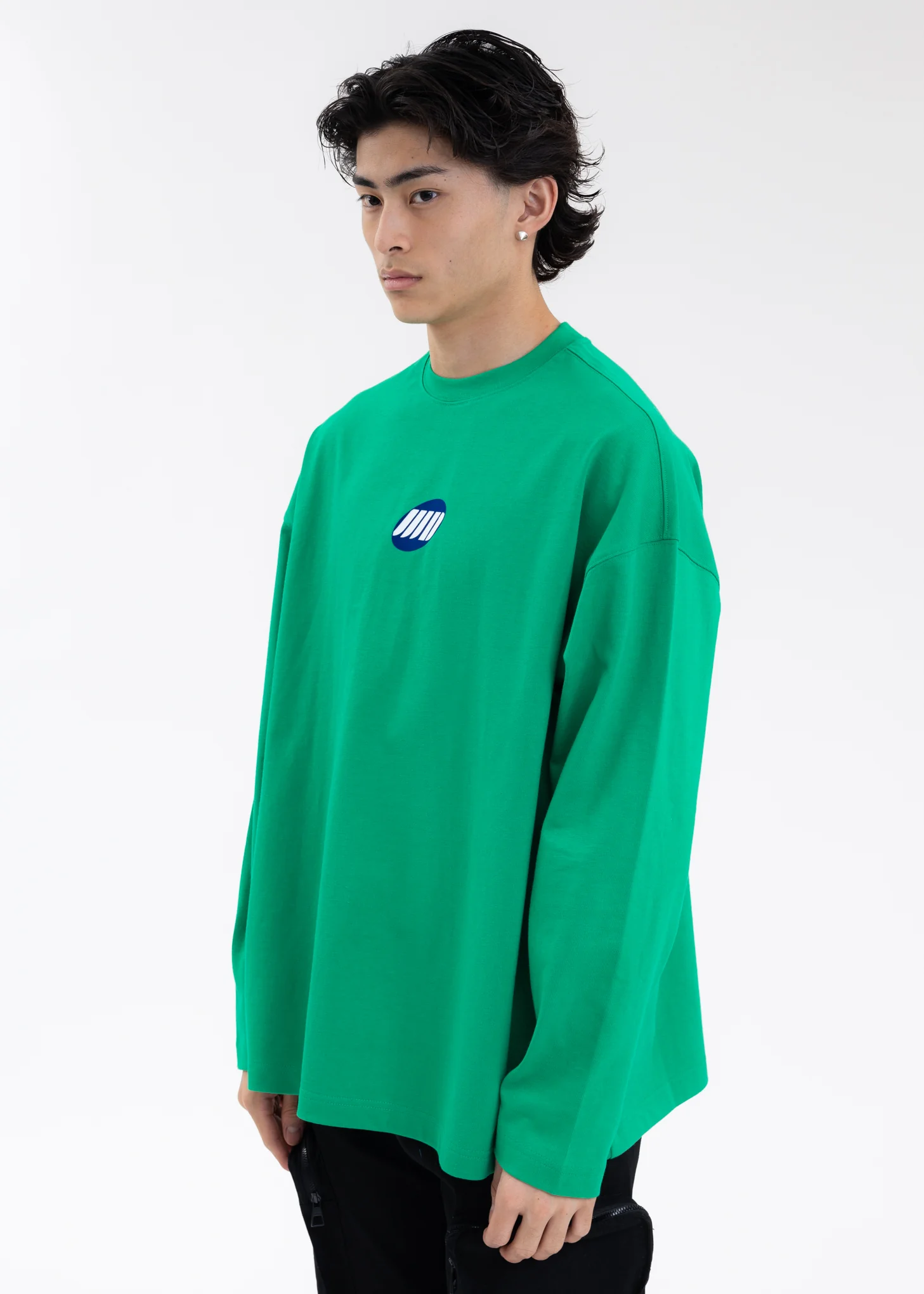 GREEN WE11DONE SMALL LOGO LONG-SLEEVED T-SHIRT - Image 3
