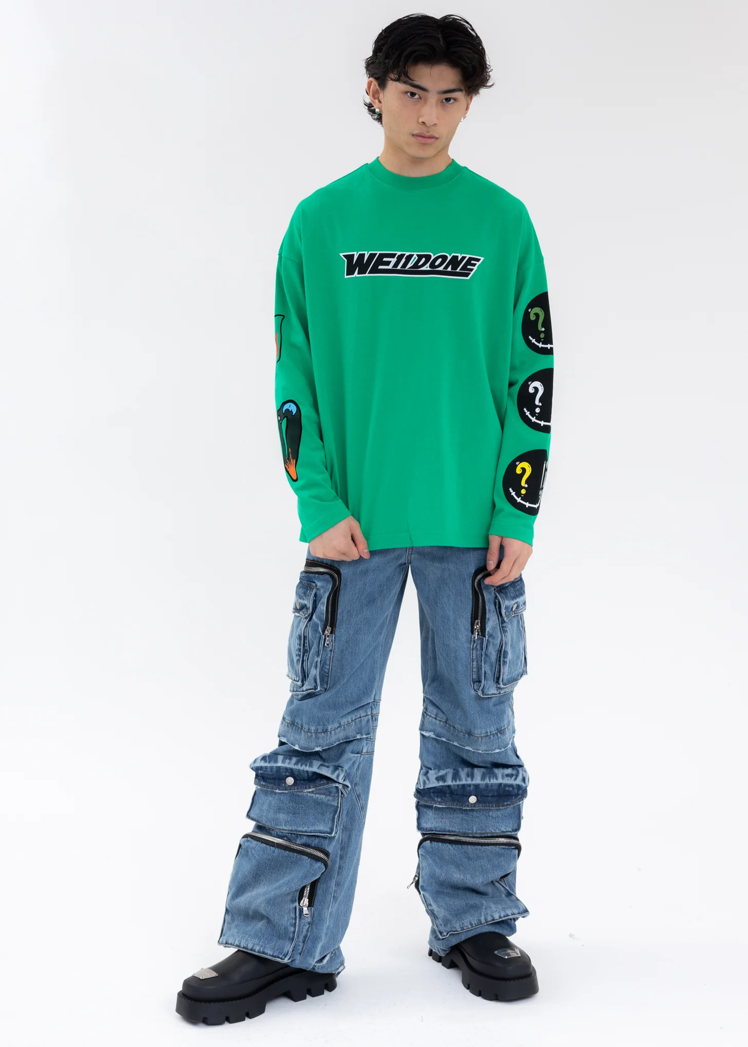 GREEN WE11DONE SMILE LOGO LONG-SLEEVED T-SHIRT - Image 6