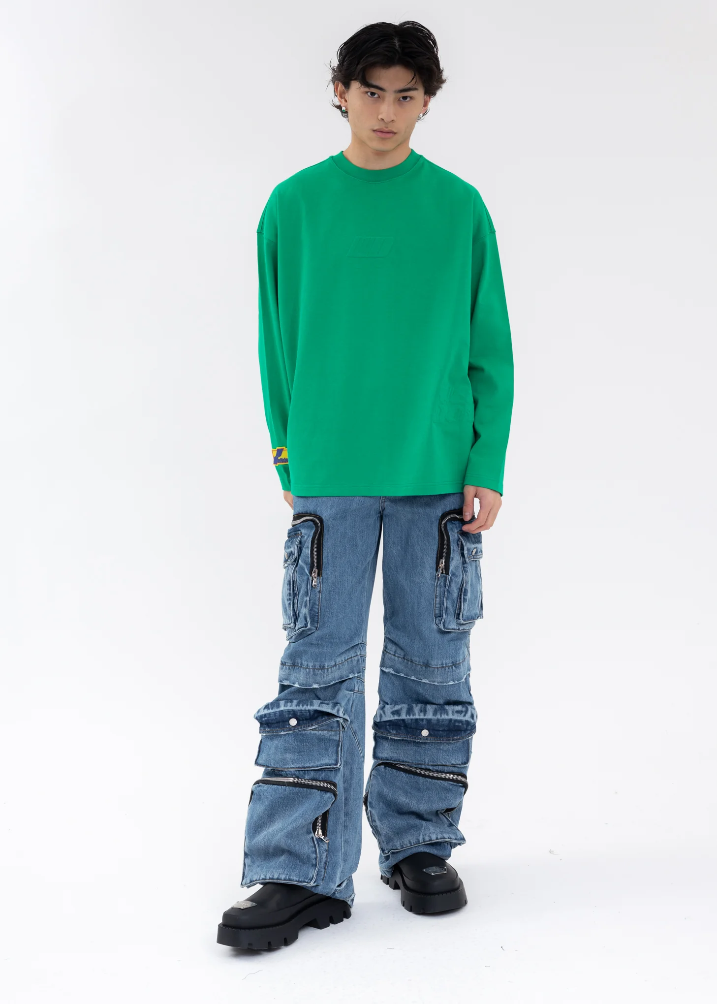GREEN WE11DONE TATTOO SIMPLE LONG-SLEEVED T-SHIRT - Image 6