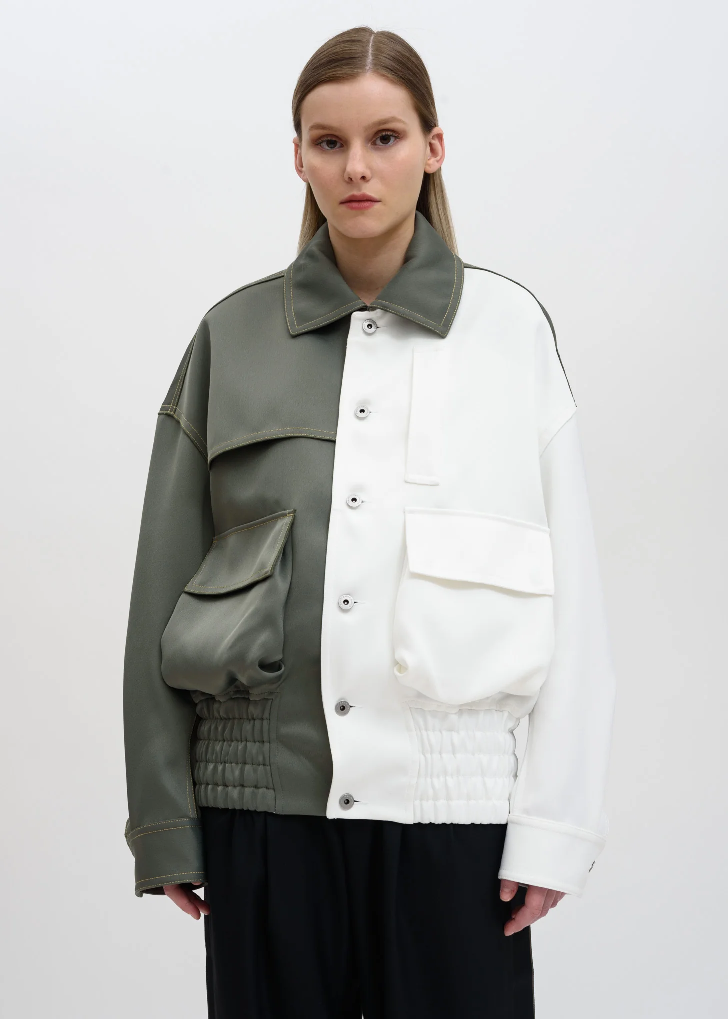 Green White “Half” Casual Jacket