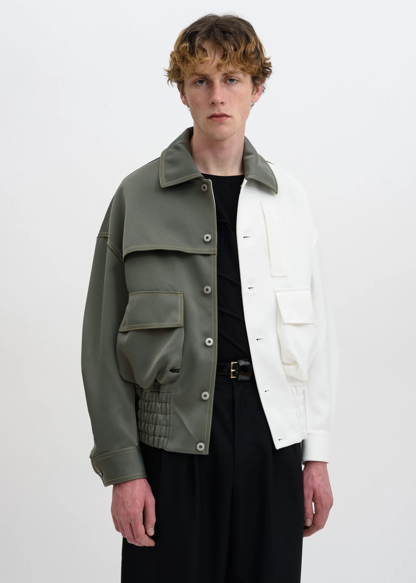 Green White “Half” Casual Jacket - Image 2