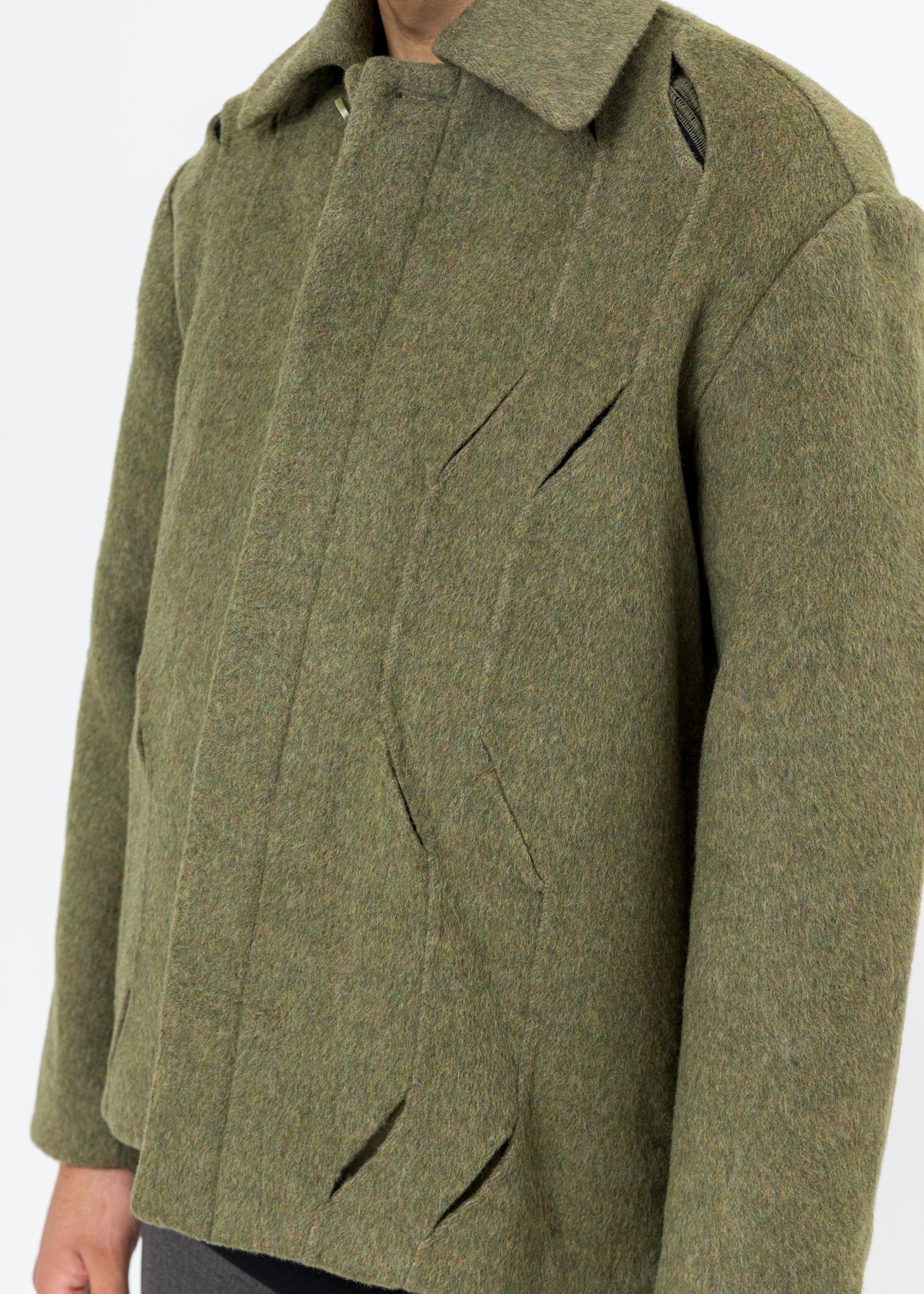 Green Wool Cut-Out Jacket - Image 2